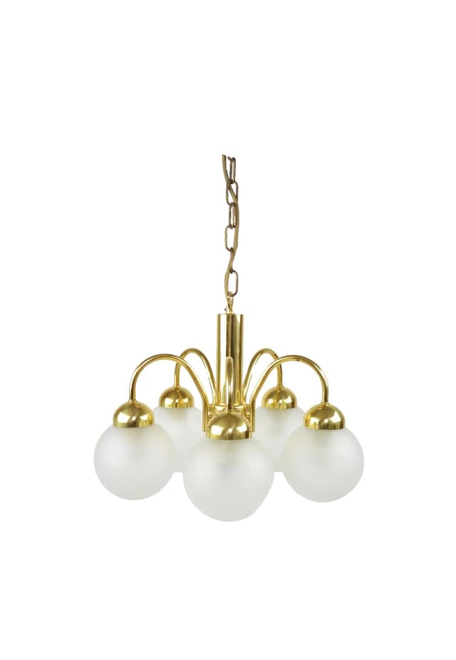 Chandelier, golden brass, Poland, 1970s - DIMENSION