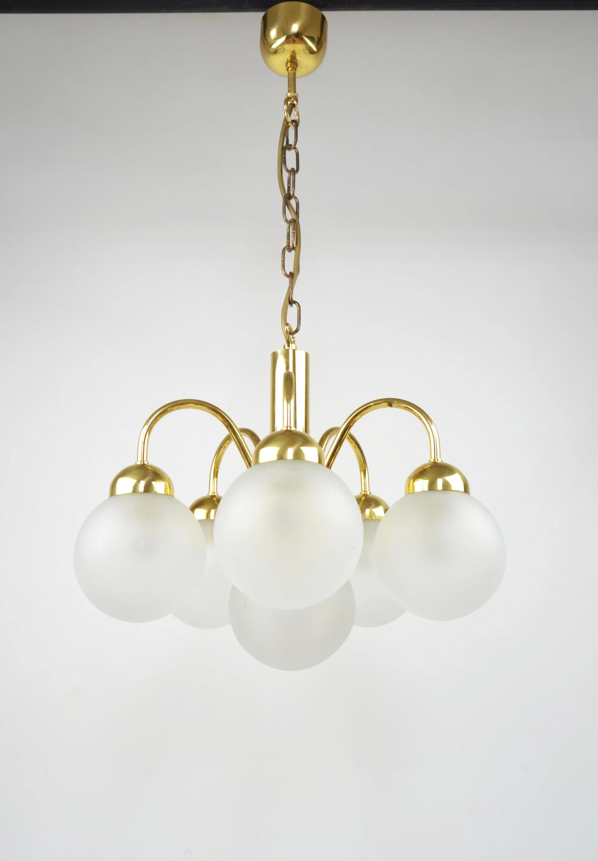 Chandelier, golden brass, Poland, 1970s - 86183