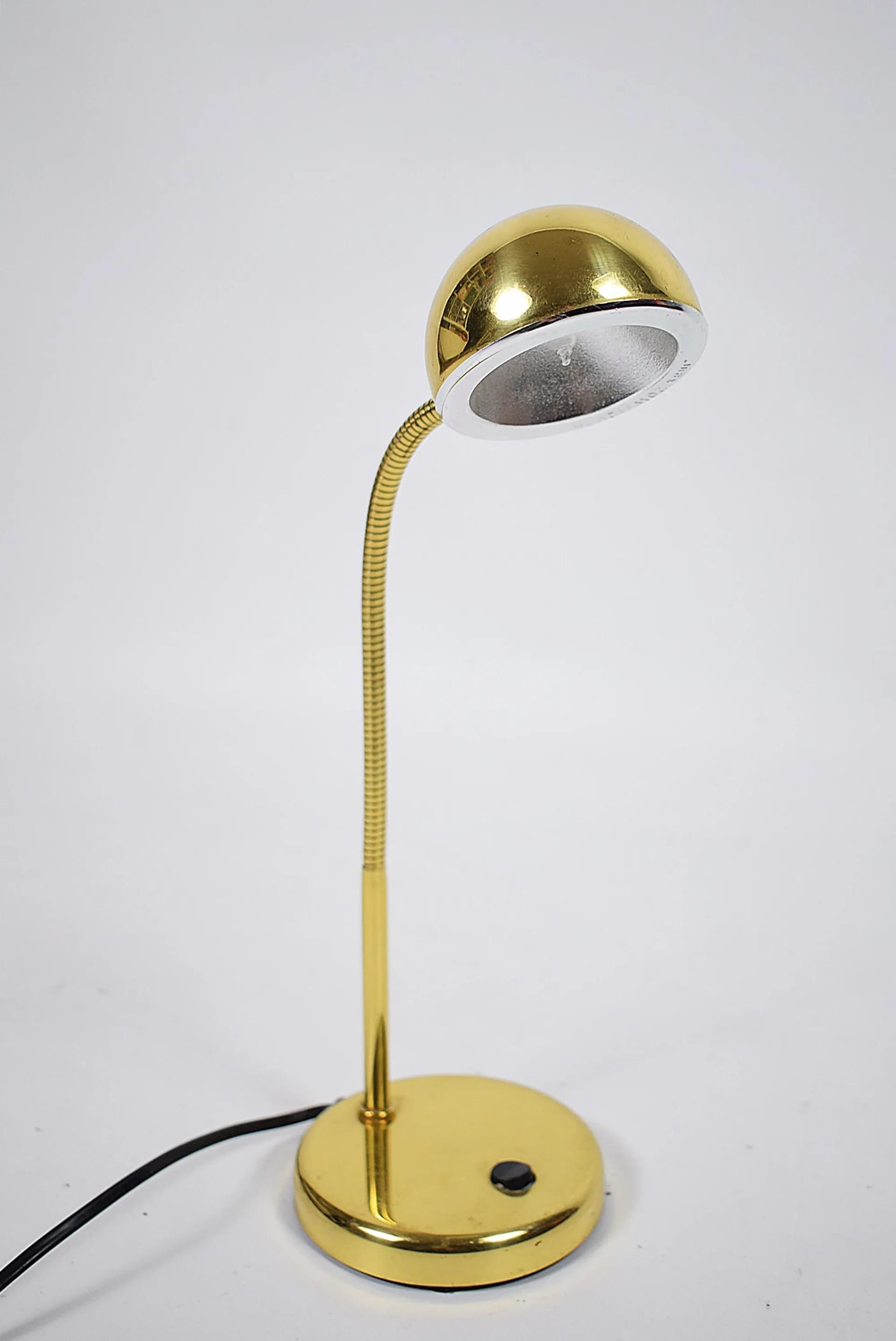 Lampka biurkowa, złoty, metal, Polska, lata 80. - 86133