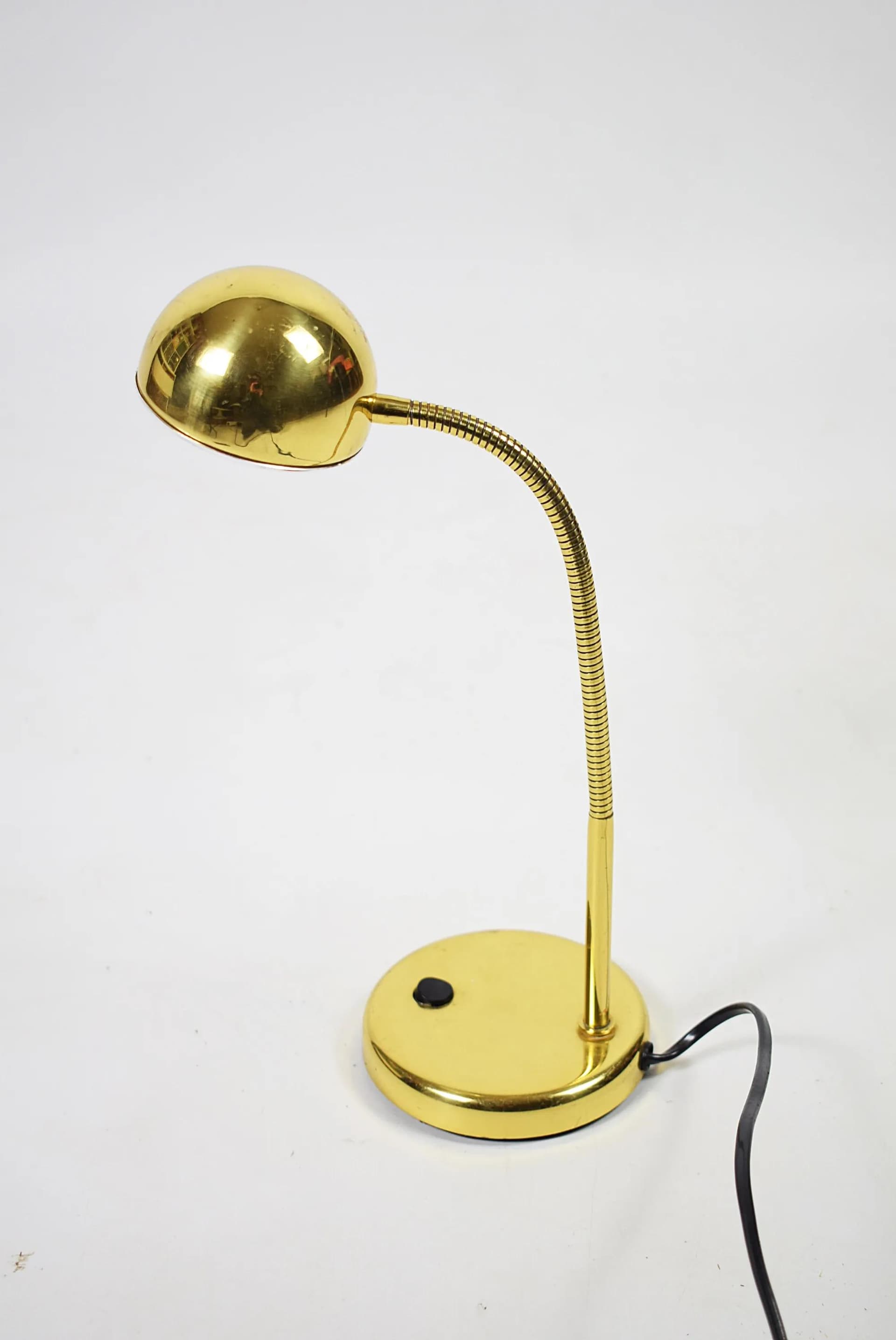 Lampka biurkowa, złoty, metal, Polska, lata 80. - 86129