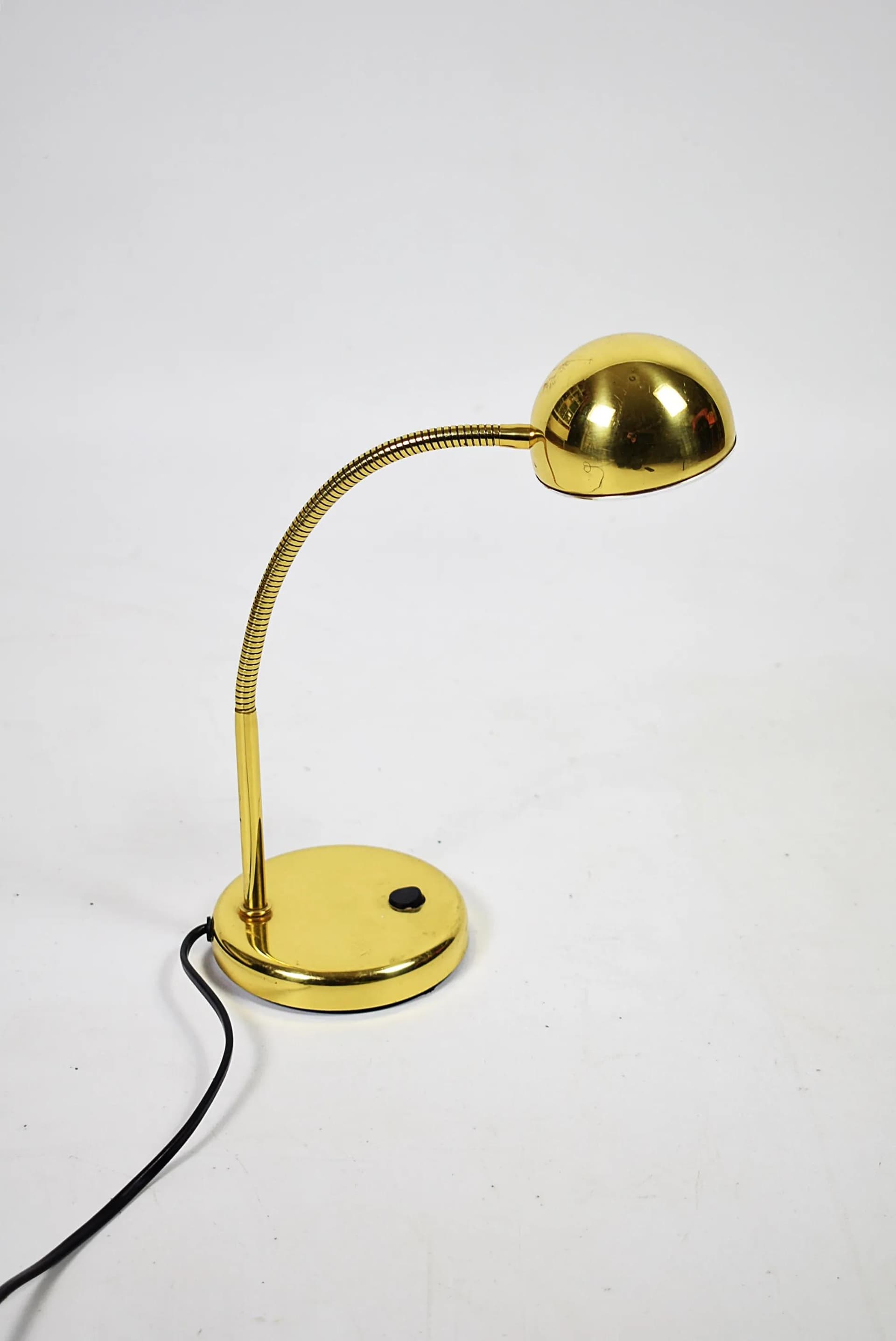 Lampka biurkowa, złoty, metal, Polska, lata 80. - 86130