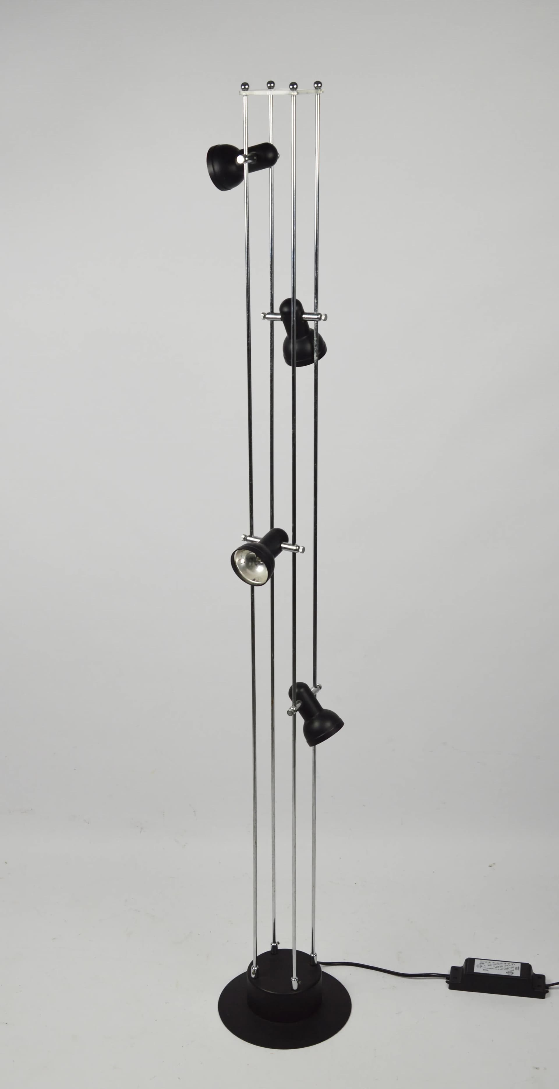 Floor lamp, black, chrome metal, Poland, 1980s. - 86124