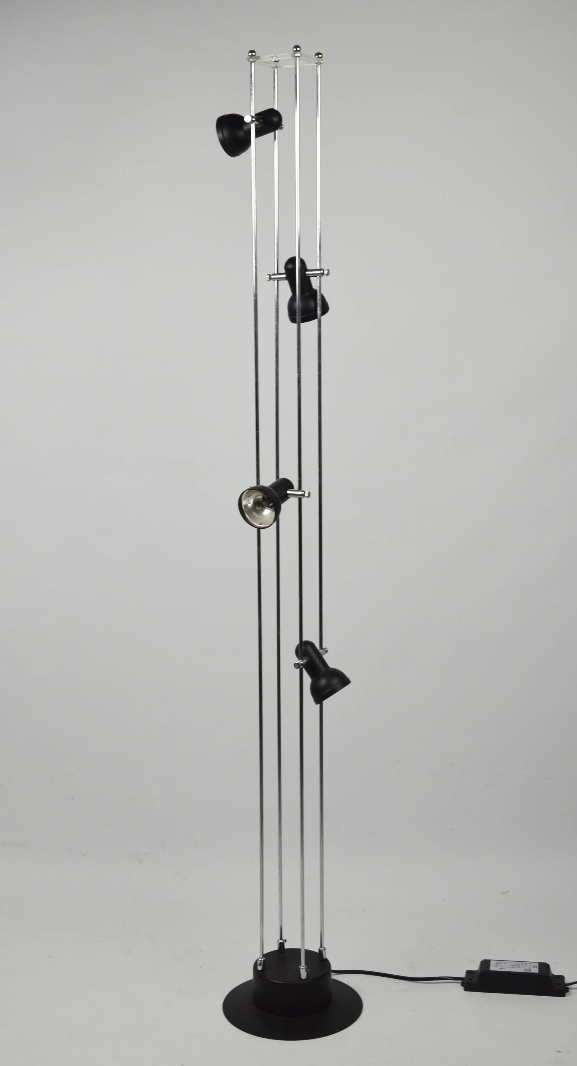 Floor lamp, black, chrome metal, Poland, 1980s. - 86119