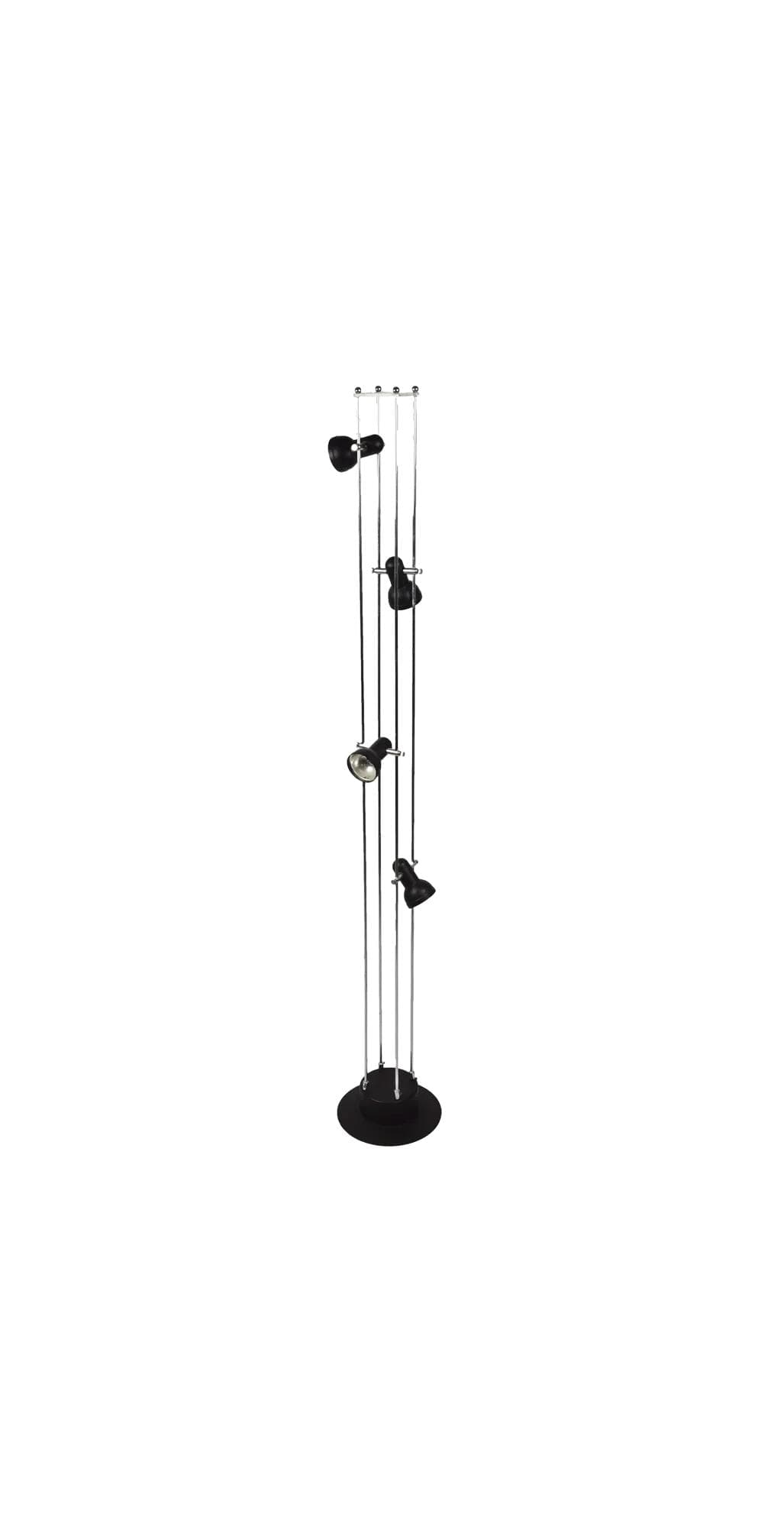 Floor lamp, black, chrome metal, Poland, 1980s.