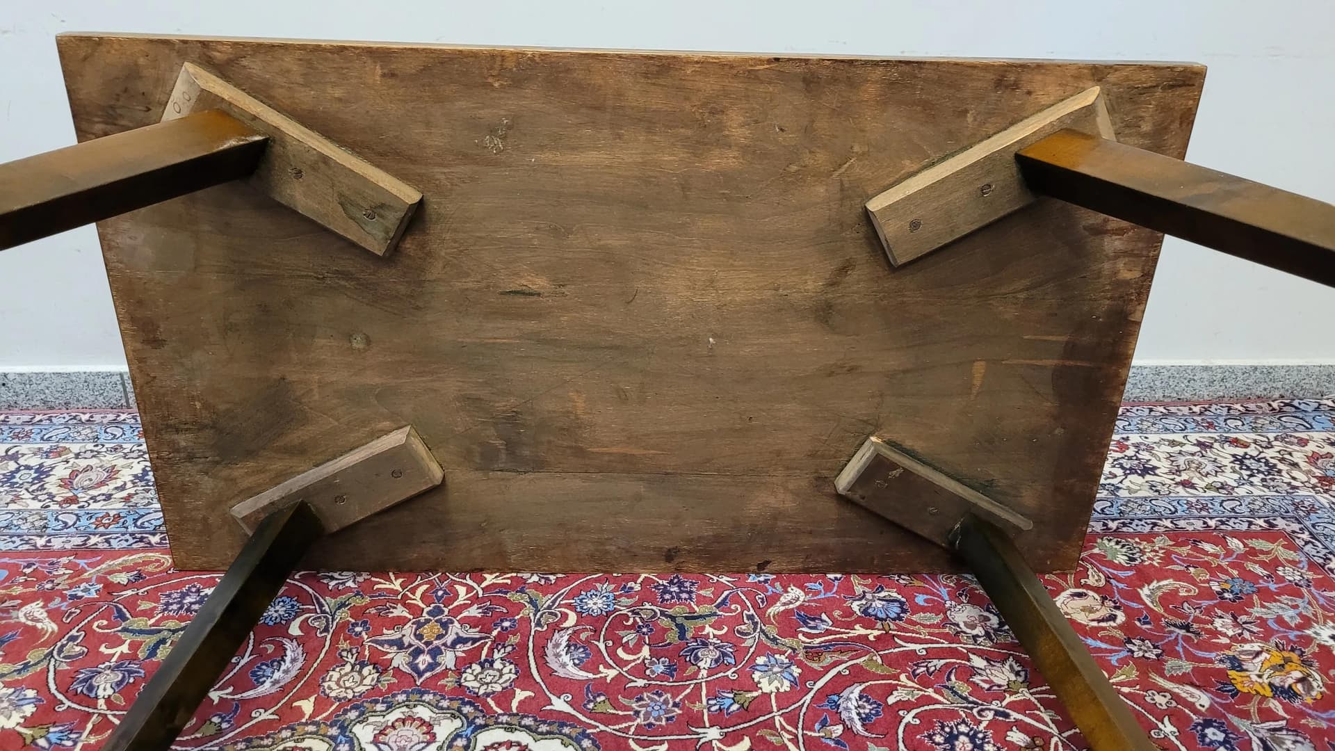 Stolik prostokątny, drewno złoty, Polska, lata 70. - 88657