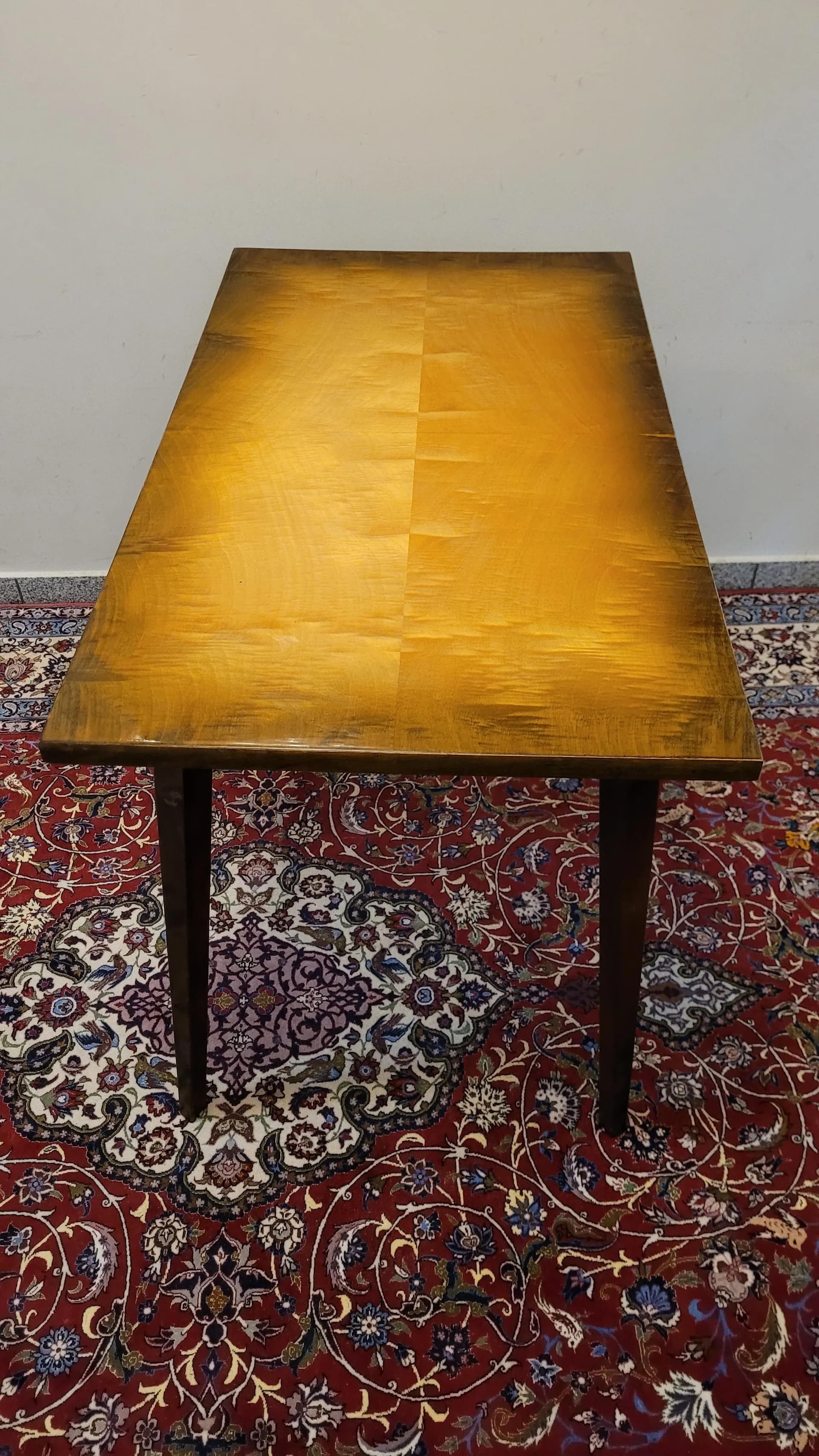 Stolik prostokątny, drewno złoty, Polska, lata 70. - 88654