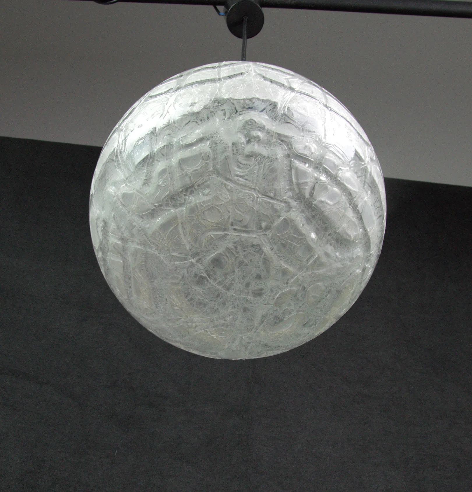 Pendant lamp, white glass, Doria Leuchten, Germany, 1970s. - 86092