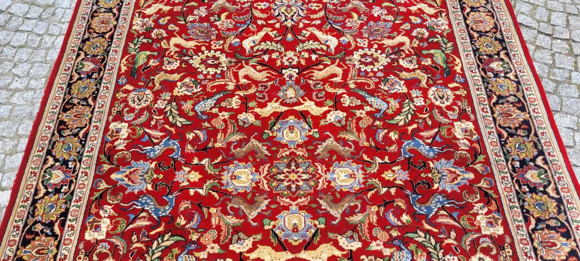 Dywan Tebriz 200x295 cm, czerwony, wełna, Indie, pocz. XX w. - 88649