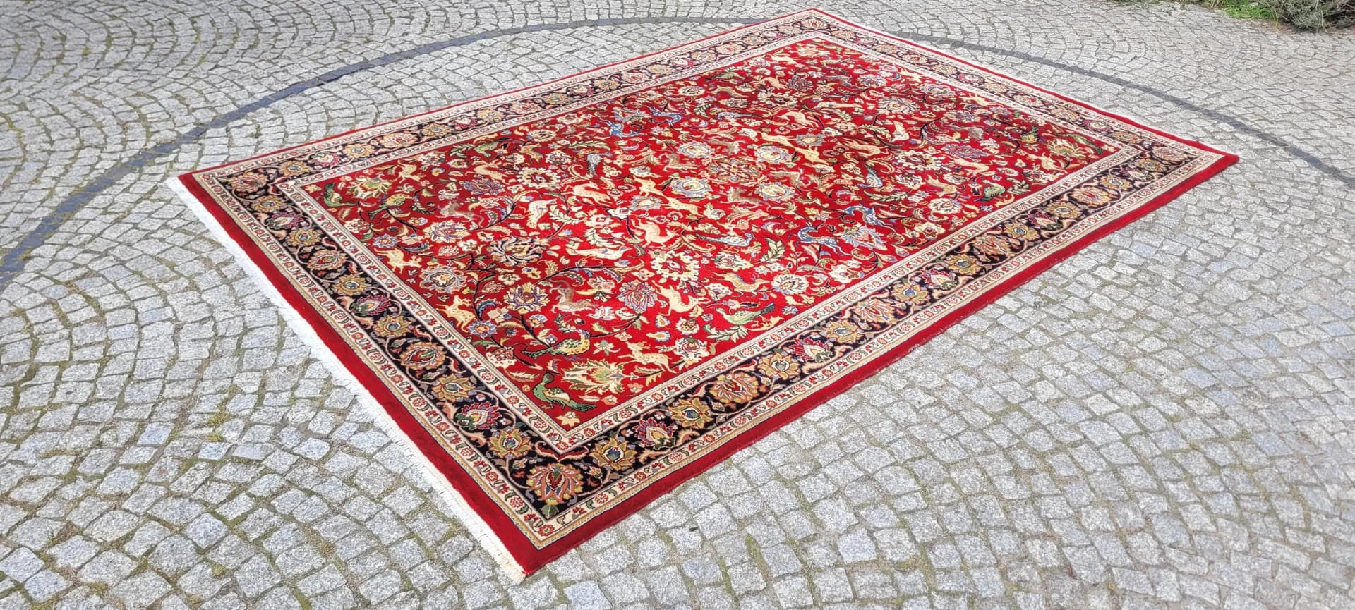 Dywan Tebriz 200x295 cm, czerwony, wełna, Indie, pocz. XX w. - 88644