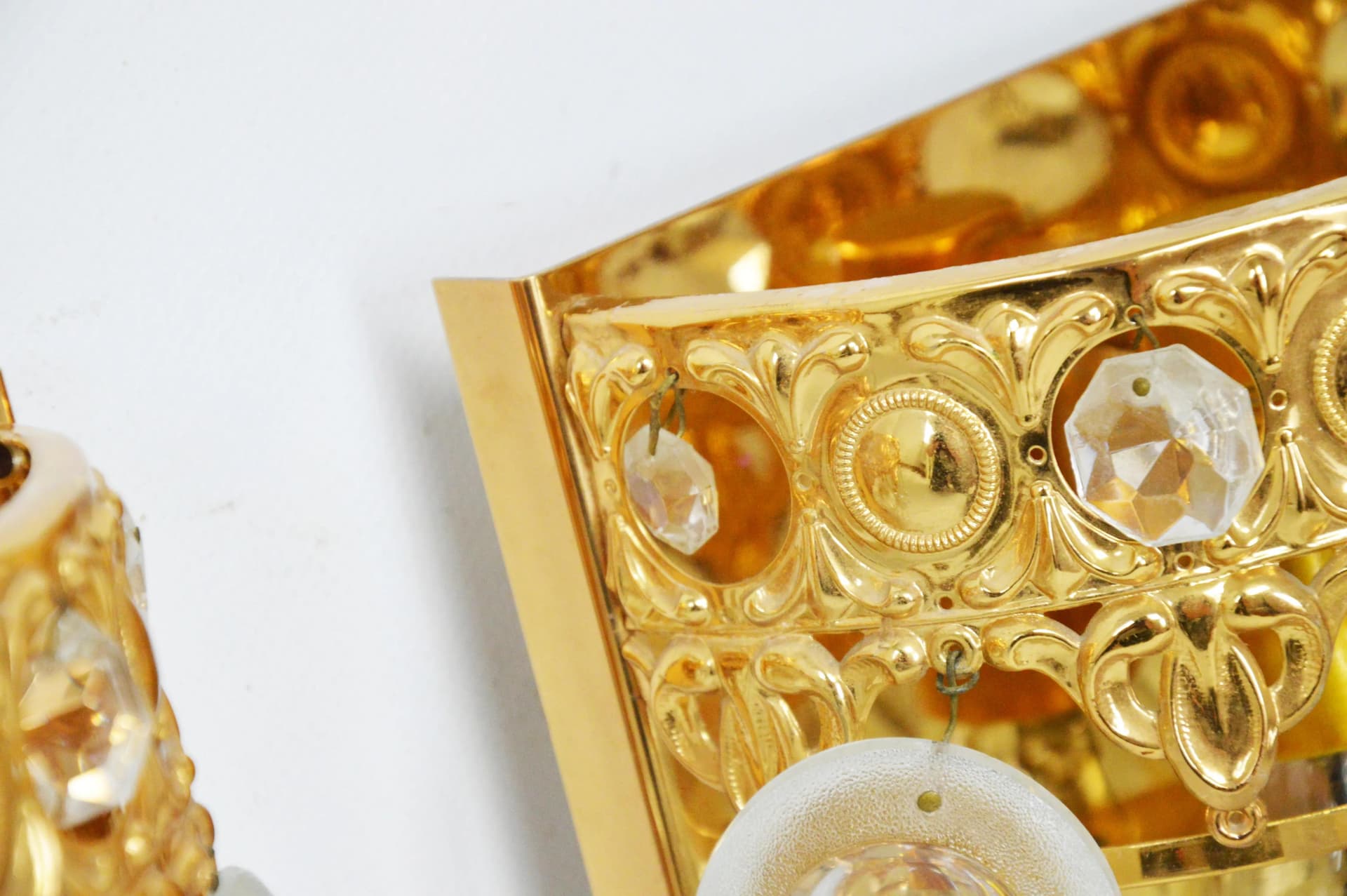 Pair of wall sconces Solken, golden brass, Solken Leuchten, Germany, 1970s. - 86068