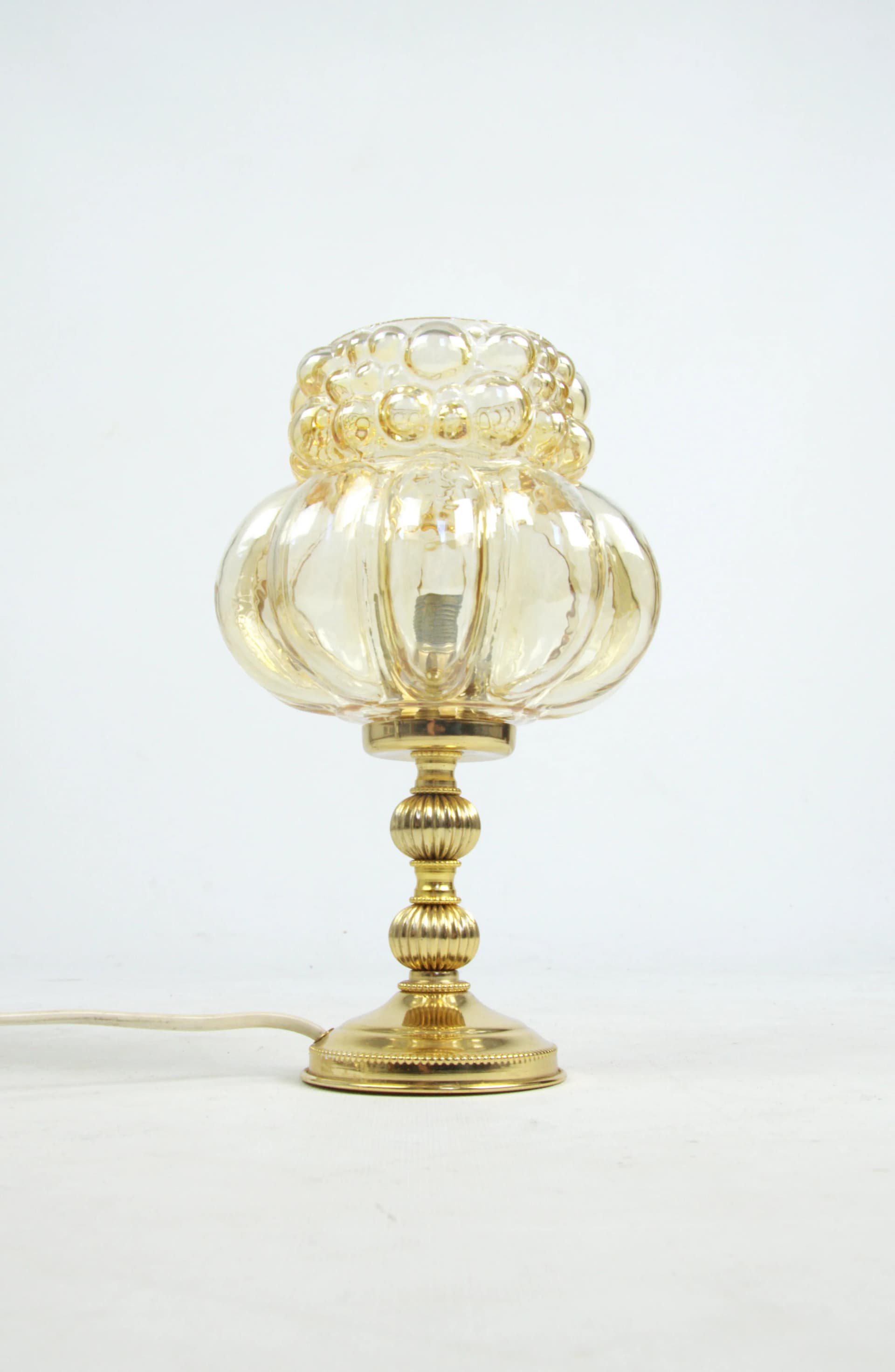 Lampka stołowa bubble, szkło złote, Polska, lata 70. - 86031