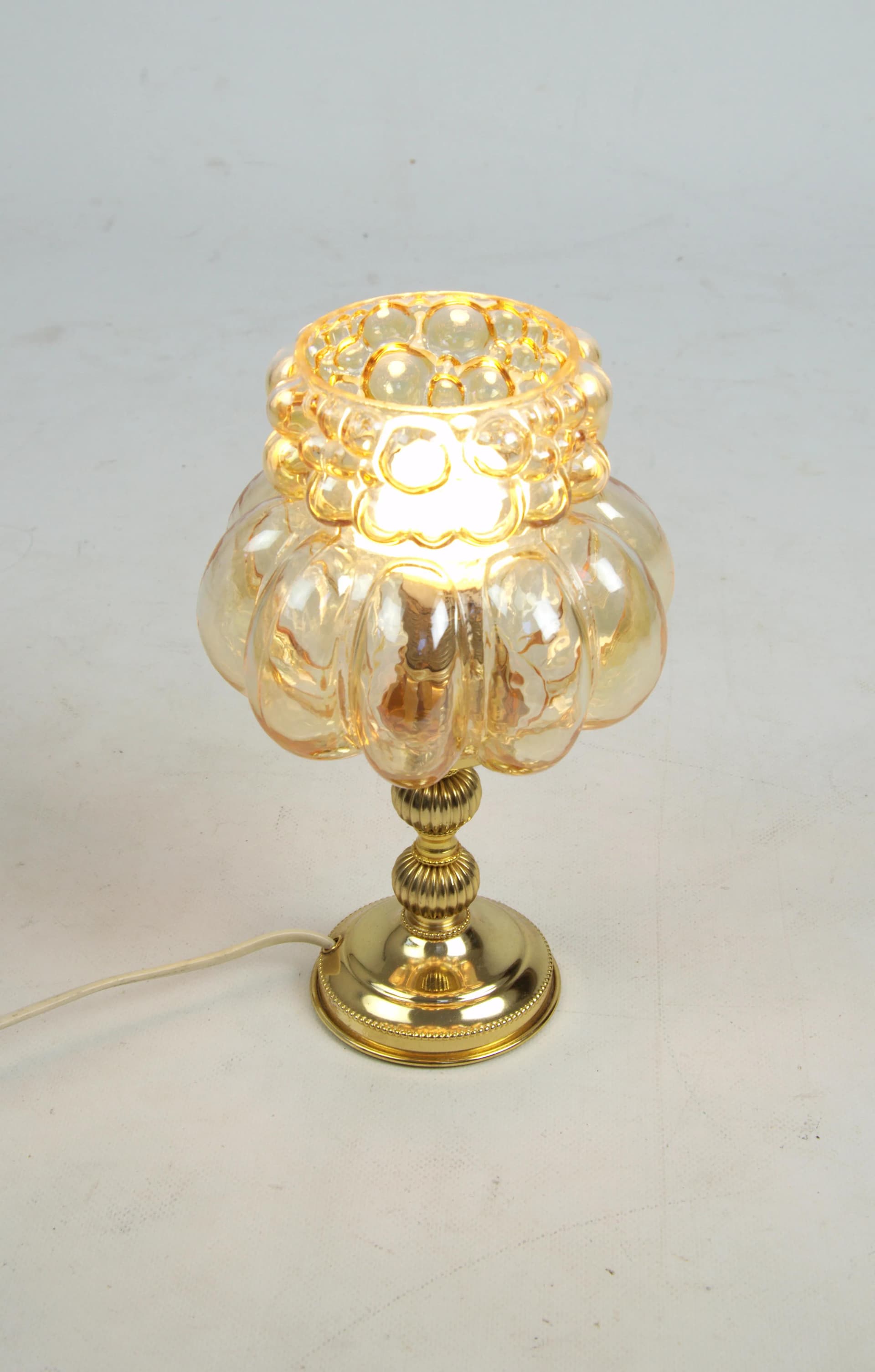 Lampka stołowa bubble, szkło złote, Polska, lata 70. - 86032