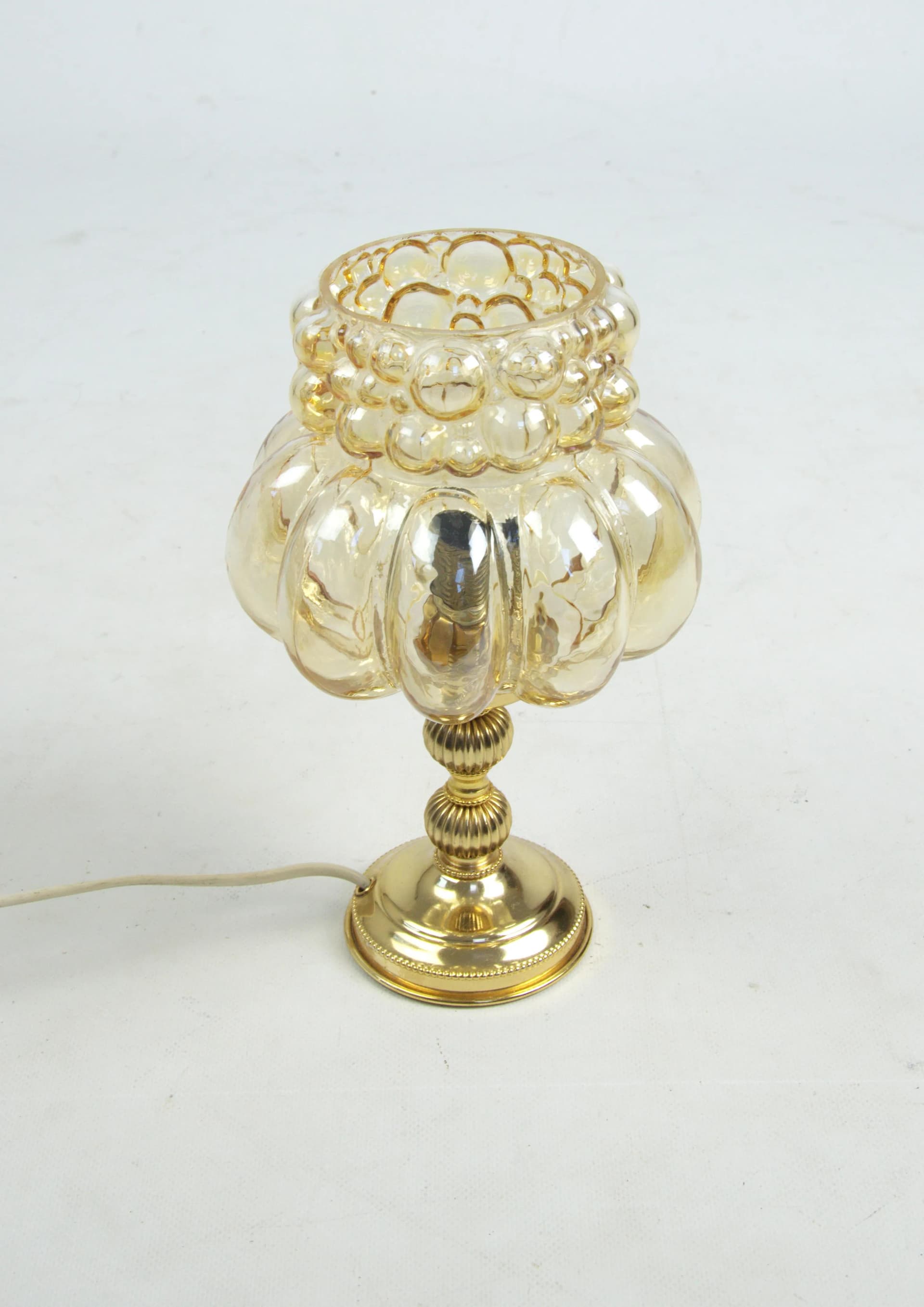 Lampka stołowa bubble, szkło złote, Polska, lata 70. - 86030