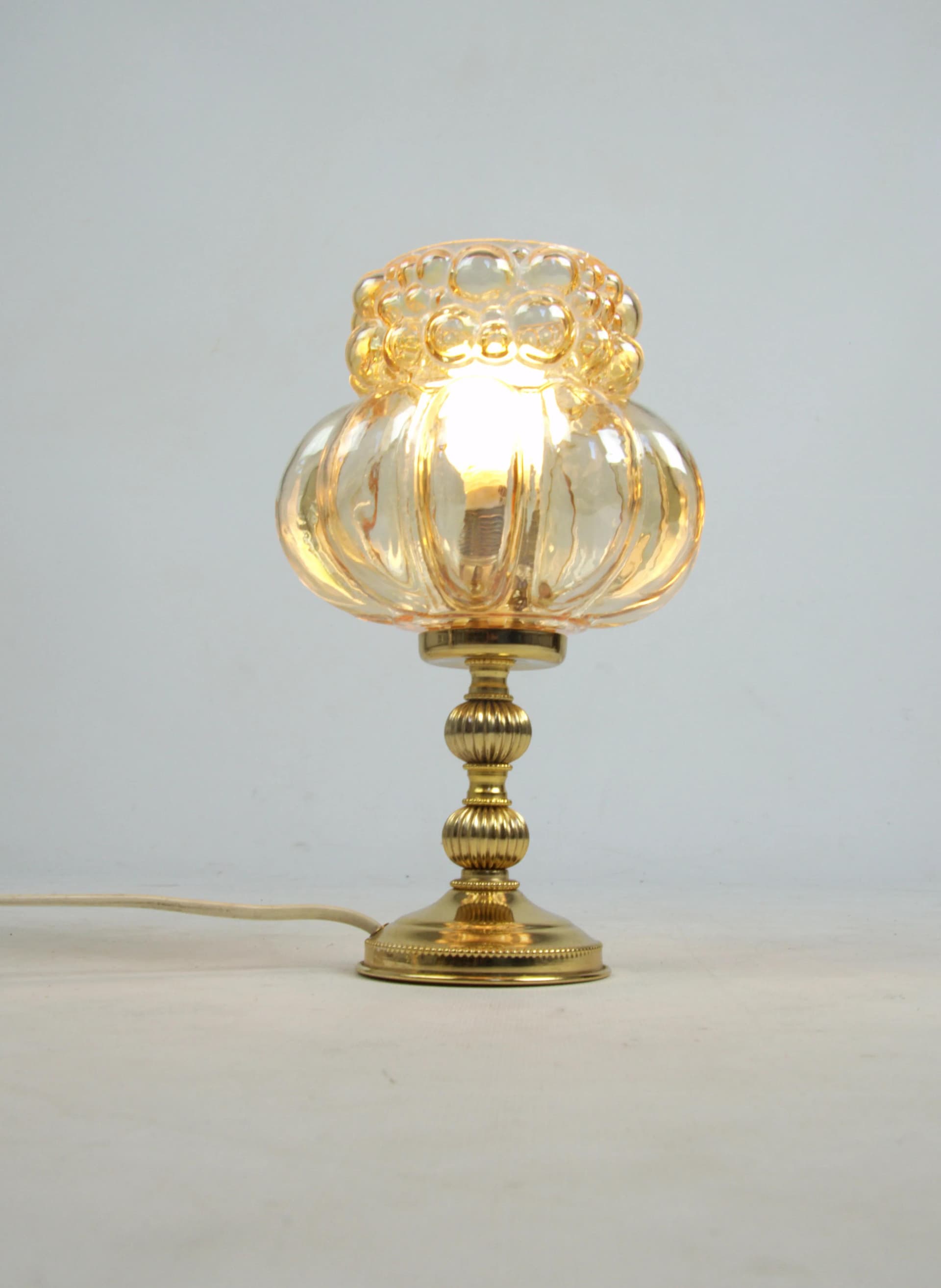 Lampka stołowa bubble, szkło złote, Polska, lata 70. - 86033