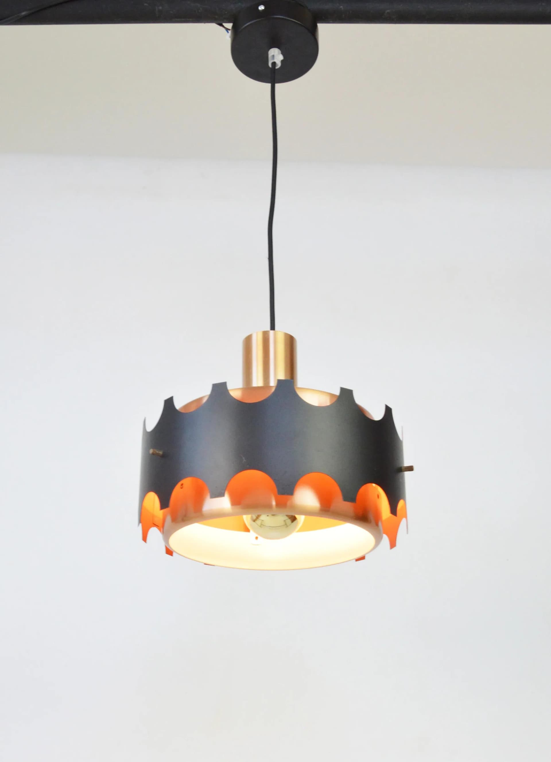 Pendant lamp, copper-black, metal, Germany, 1970s - 85978