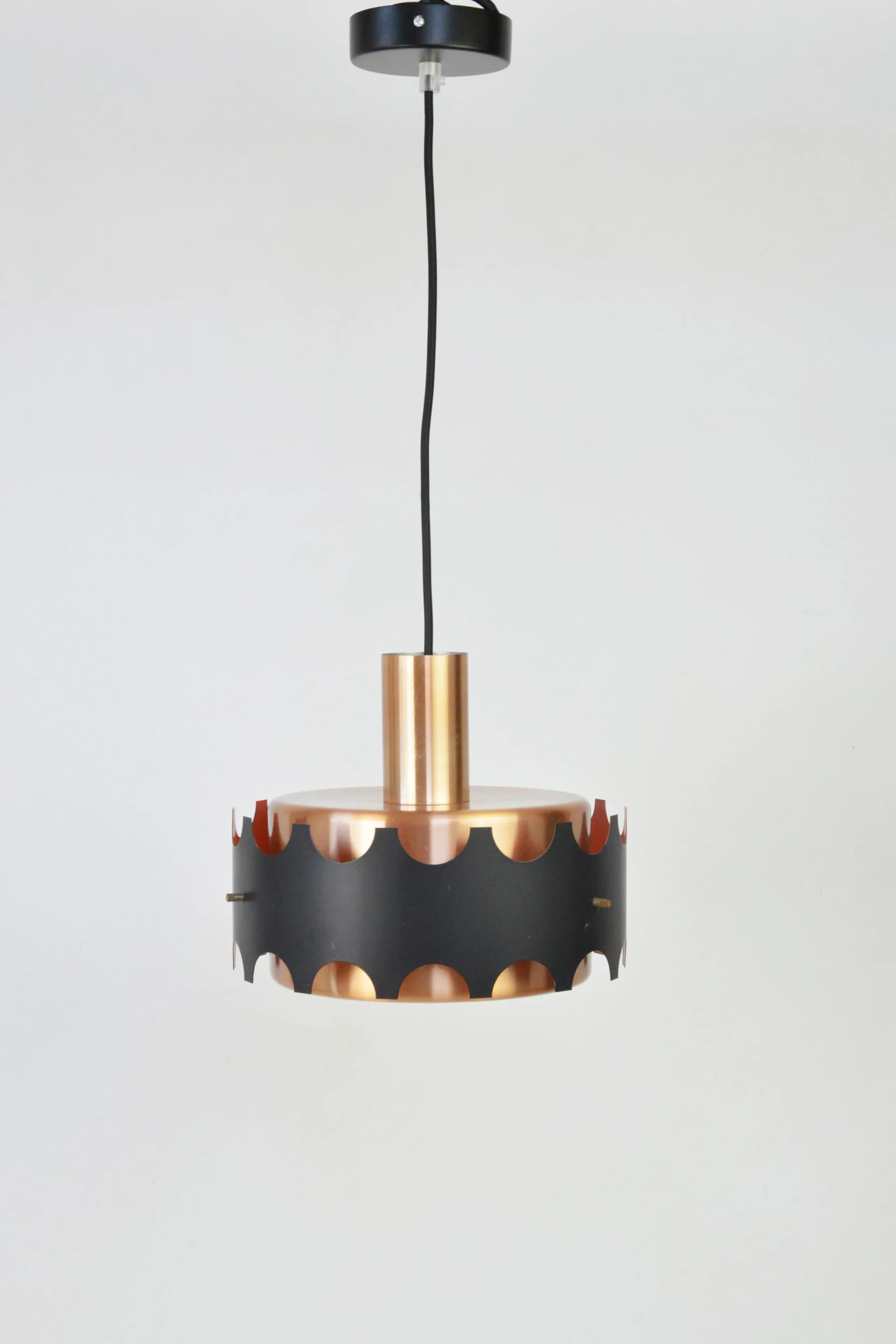 Pendant lamp, copper-black, metal, Germany, 1970s - 85981