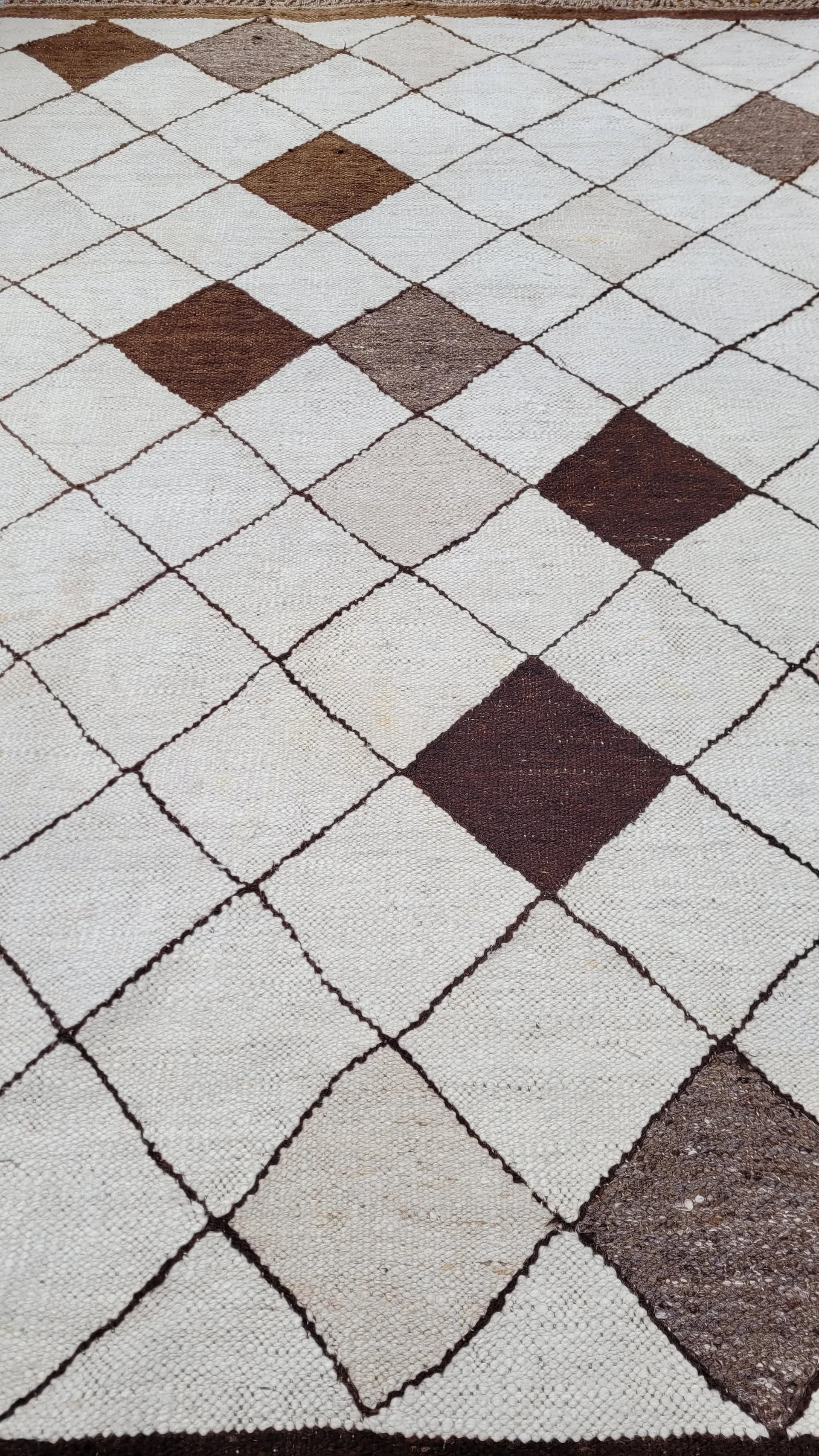 Dywan kilim, beżowy, wełna, Maroko - 88598