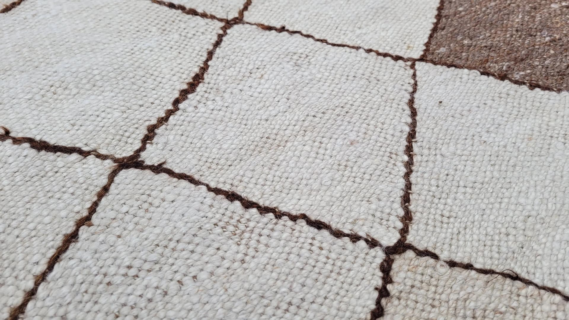 Dywan kilim, beżowy, wełna, Maroko - 88595