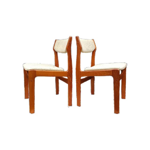 Para krzeseł, teak brązowy jasny, proj. E. Buch, Dania, lata 70. - WYMIARY