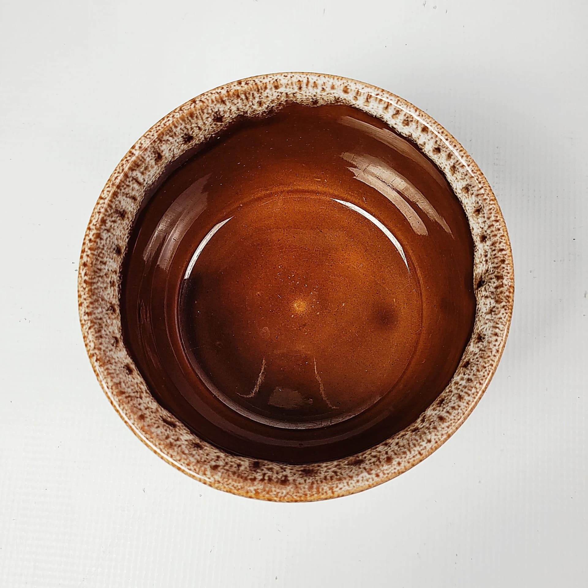 Doniczka fat lava, brązowy, beżowy, biały, ceramika, Niemcy, lata 70. - 85938