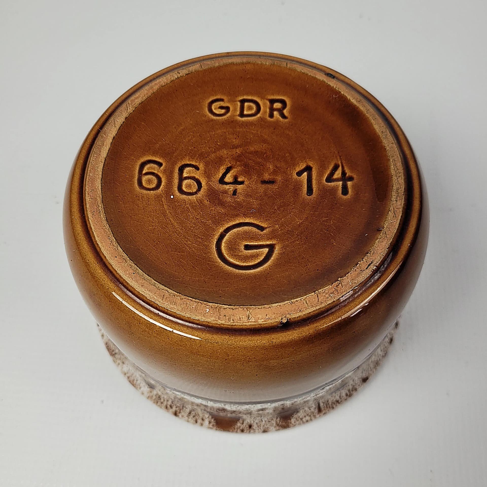 Doniczka fat lava, brązowy, beżowy, biały, ceramika, Niemcy, lata 70. - 85937