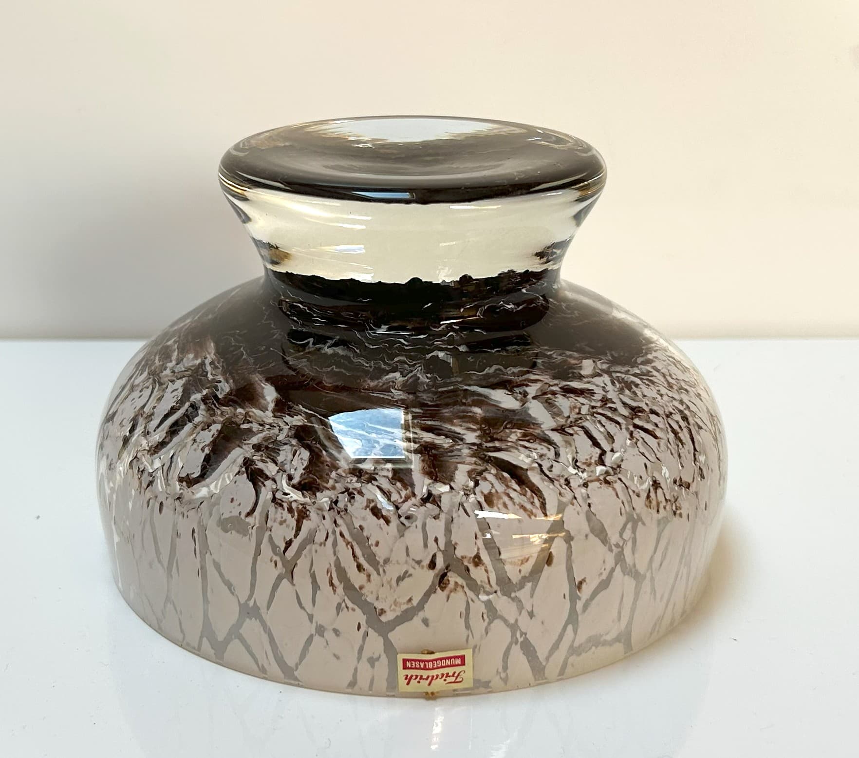 Bowl, beige glass, Germany, 1970s. - 6808