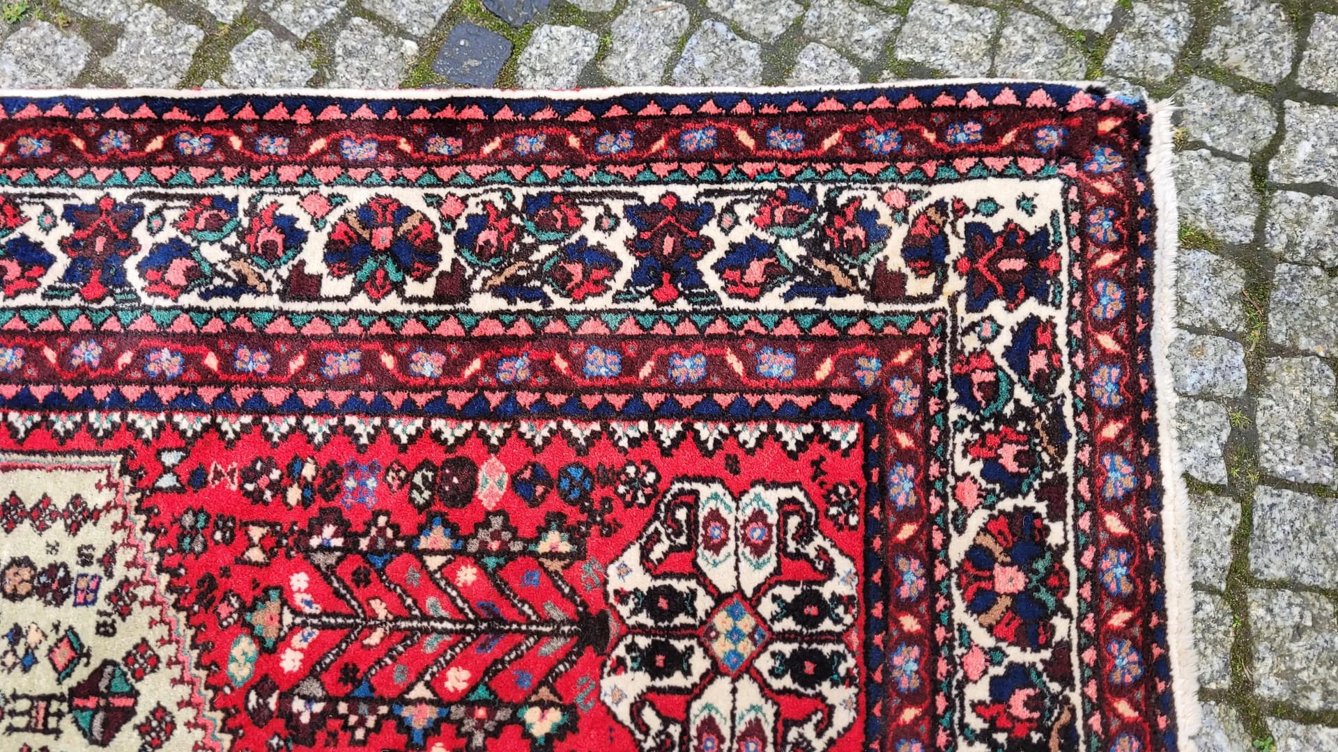 Dywan perski Sziraz 210x210 cm, czerwony, wełna, Iran - 88550