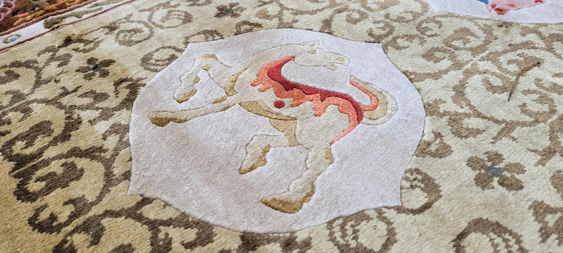 Dywan orientalny, beżowy, jedwab, Chiny, 125x235 cm - 88541