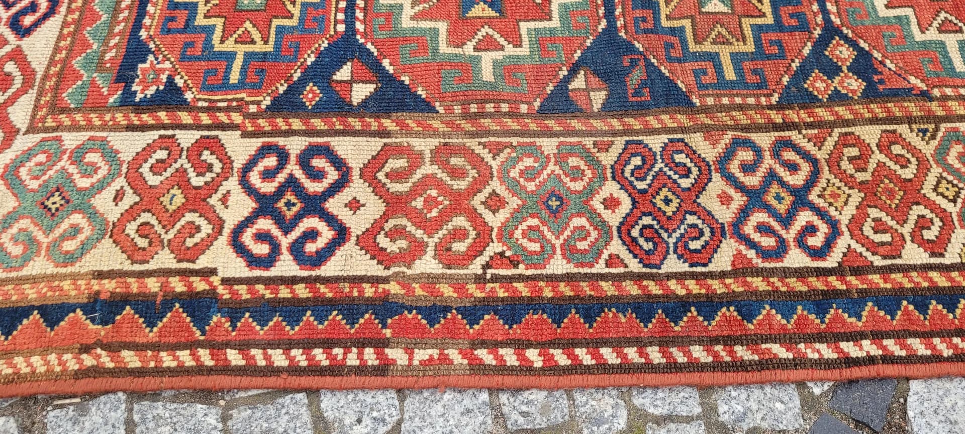 Dywan Kazak, 232x122 cm, czerwony, wełna, Azerbejdżan, XIX w. - 88495