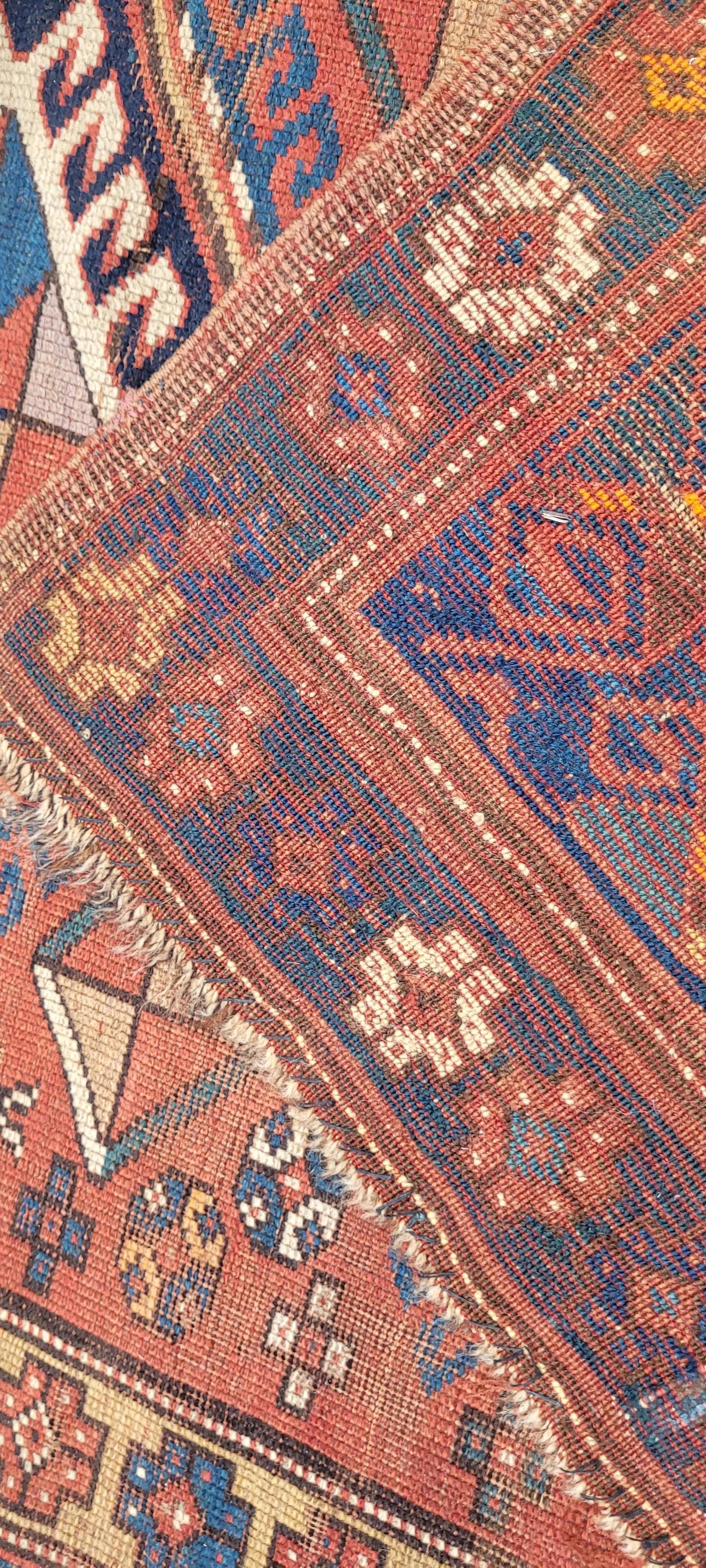 Dywan Kazak, 232x122 cm, czerwony, wełna, Azerbejdżan, XIX w. - 88500