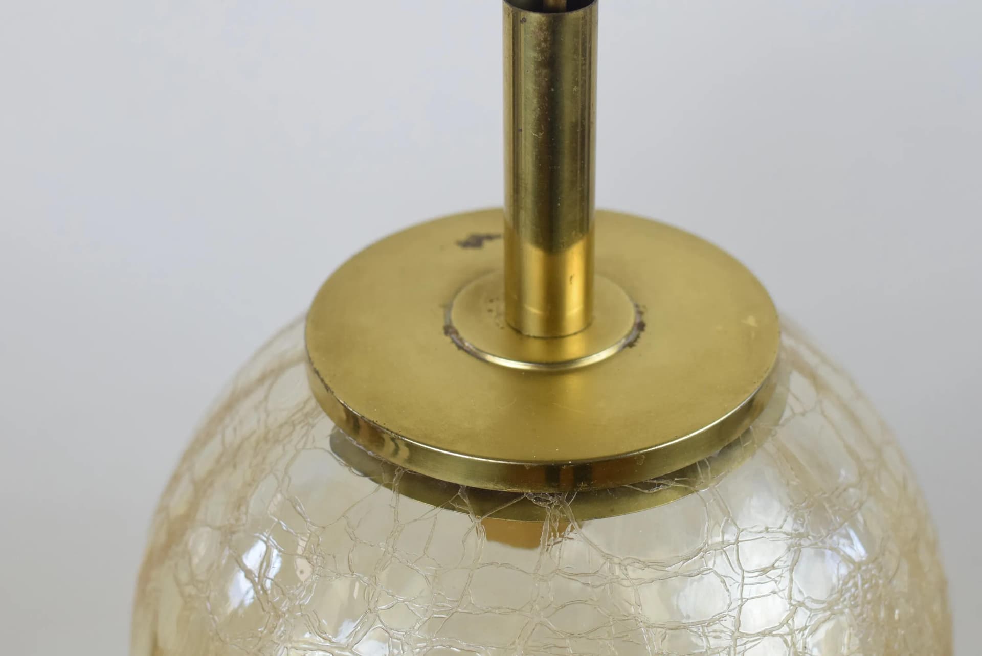 Pendant lamp, amber glass, brass, Germany, 1970s. - 85903