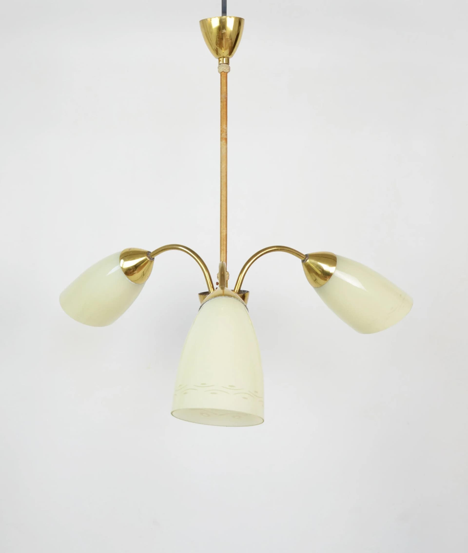Pendant lamp, ivory, brass, Poland, 1950s - 85897