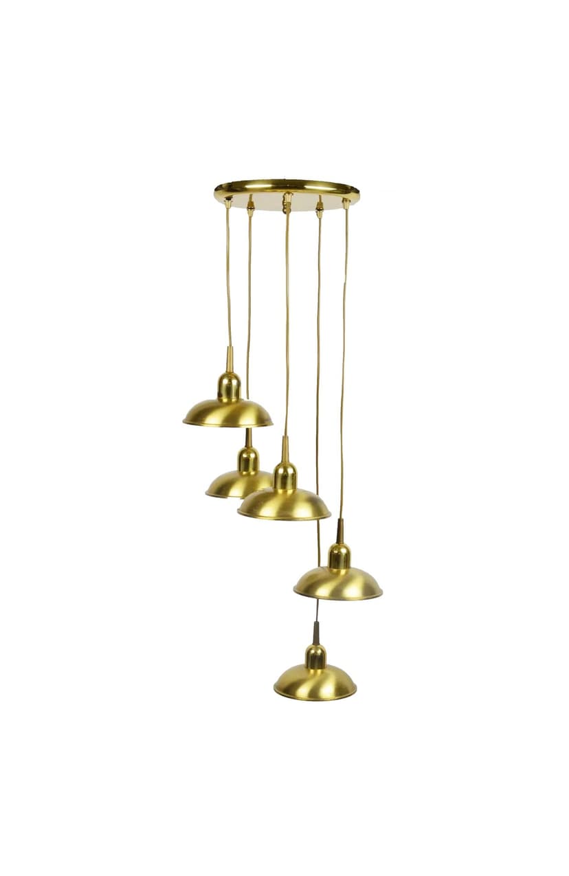 Cascade pendant lamp, golden metal, Poland, 1980s.