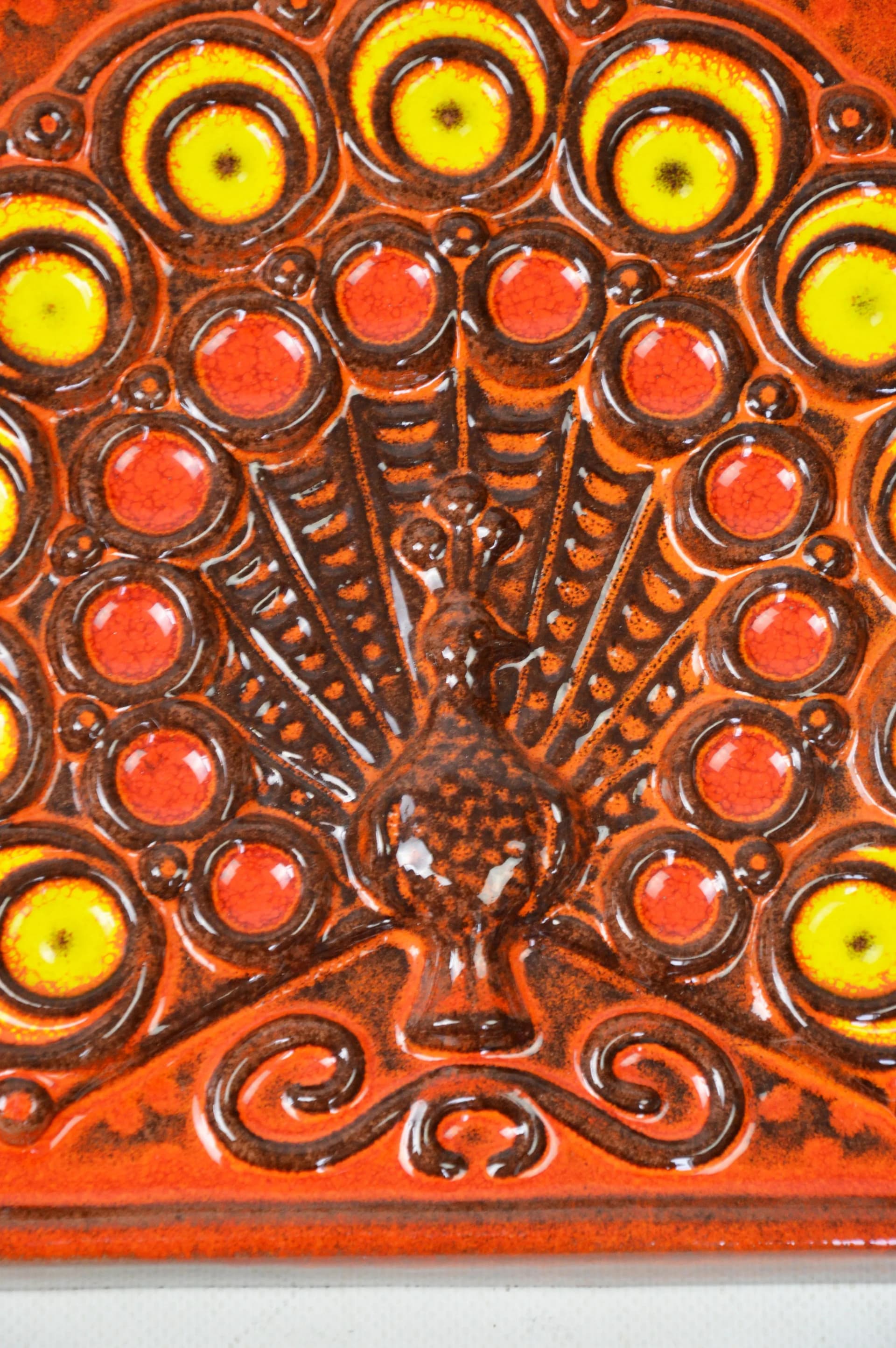 Kafel Stehla, pomarańczowy, ceramika, Niemcy, lata 70. - 85871