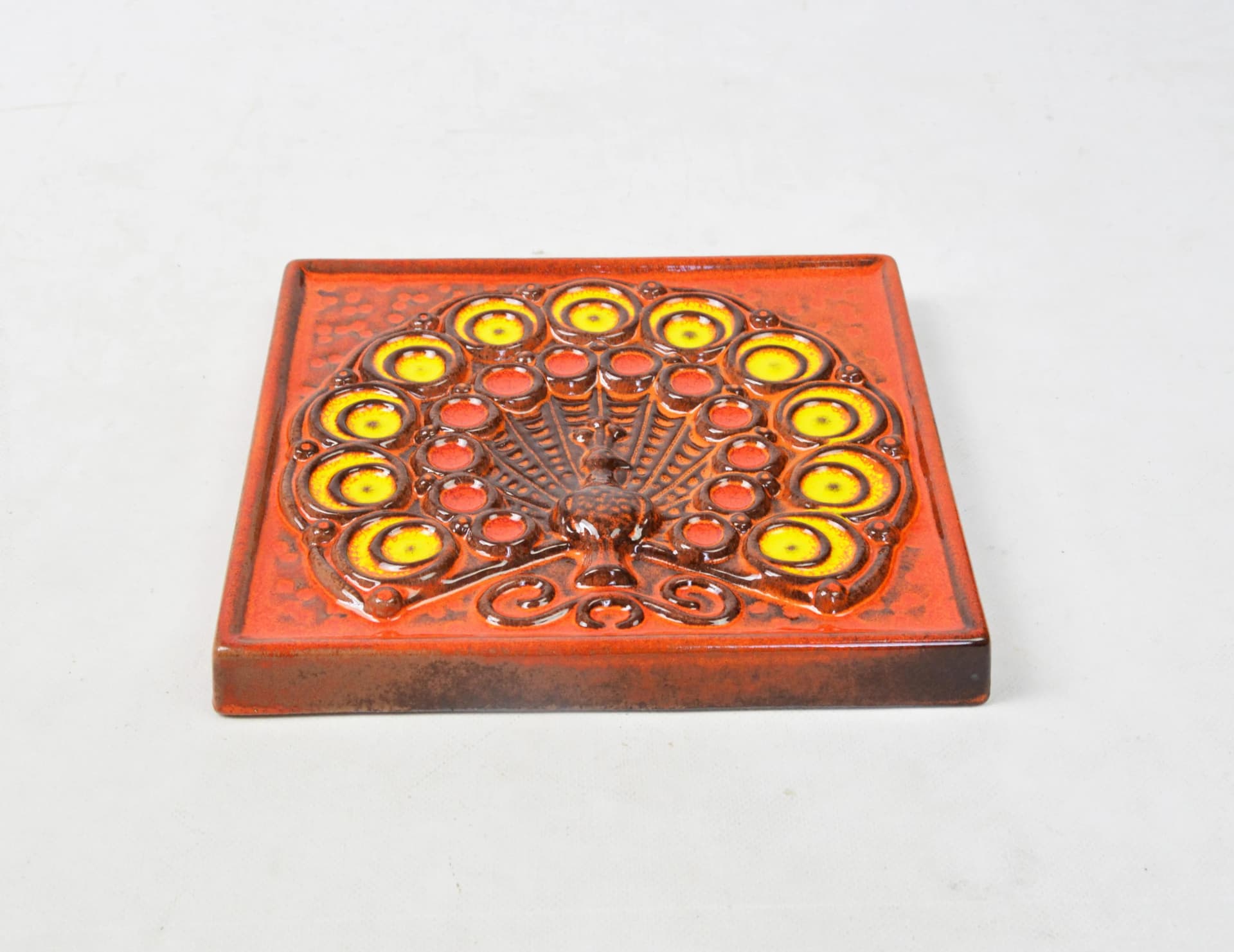 Kafel Stehla, pomarańczowy, ceramika, Niemcy, lata 70. - 85870