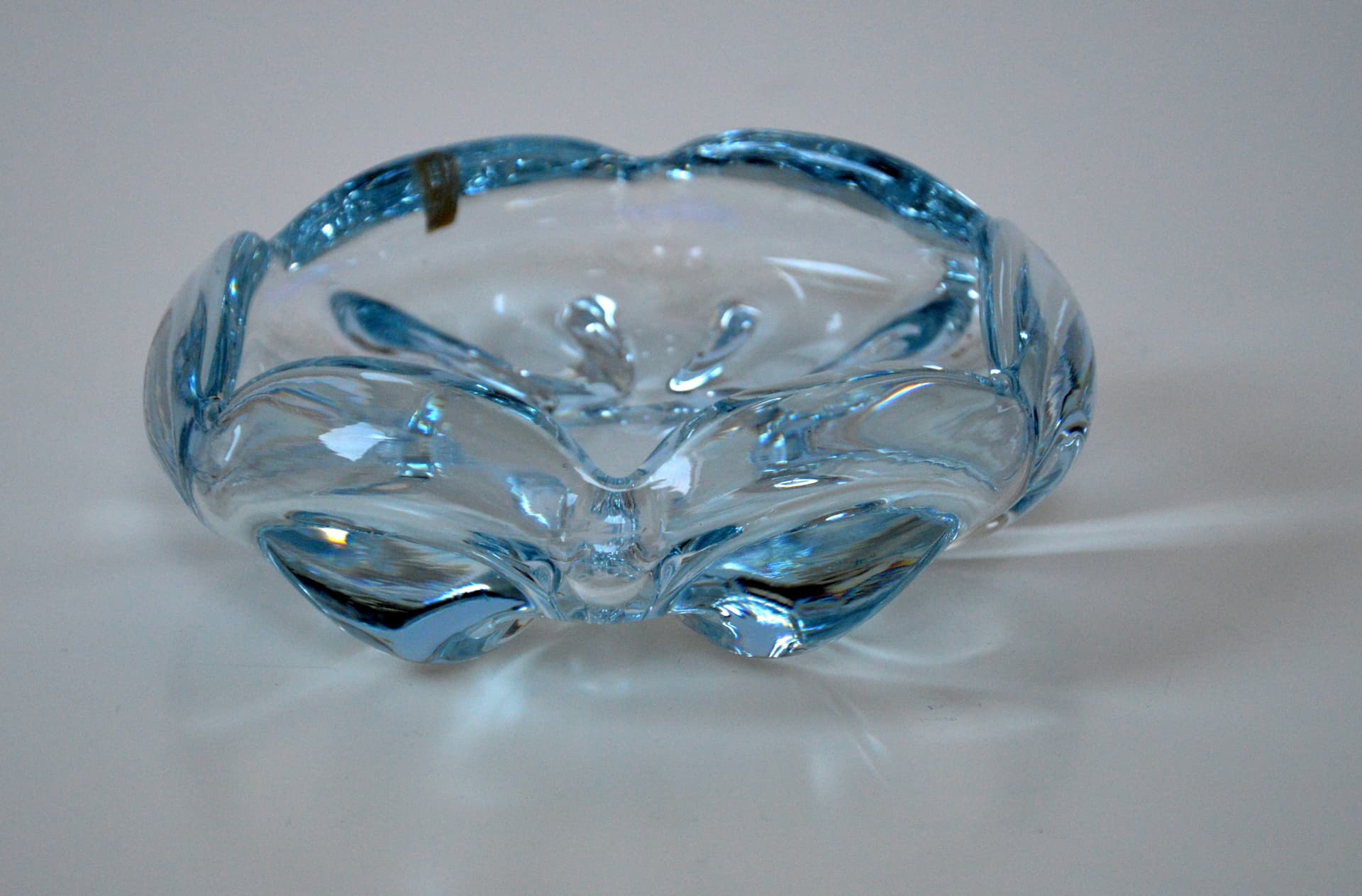 Popielnica Stella Polaris, szkło transparentne, proj. V. Lindstrand, Orrefors, Szwecja, lata 40. - 85855