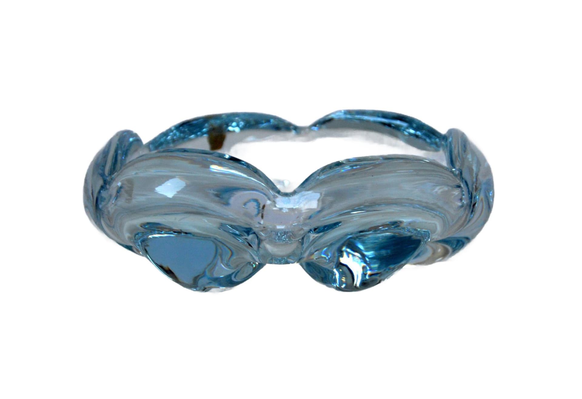 Popielnica Stella Polaris, szkło transparentne, proj. V. Lindstrand, Orrefors, Szwecja, lata 40.