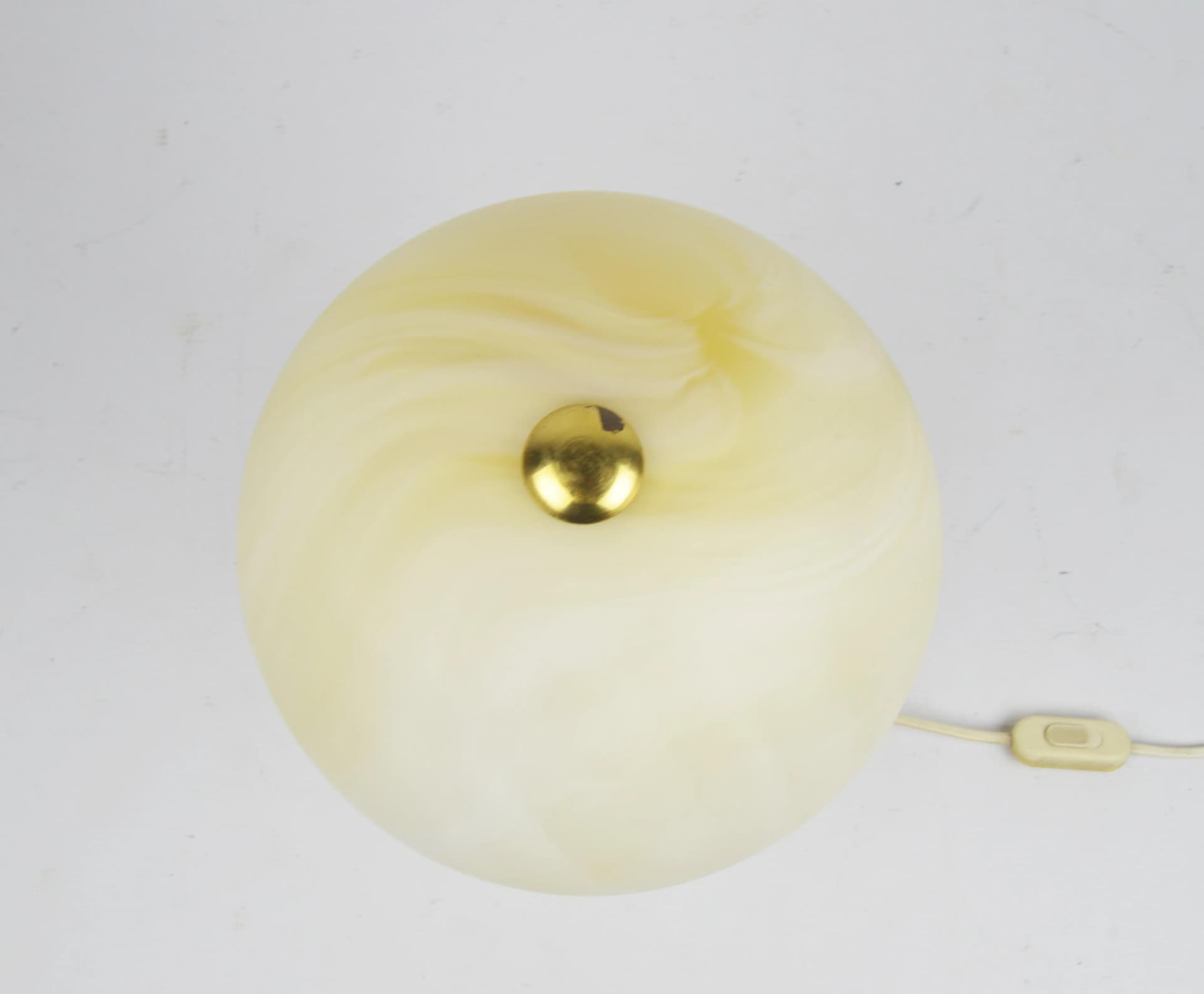 Lampa stołowa Space Age, szkło marmurkowe kremowe, Polska, lata 70. - 85830