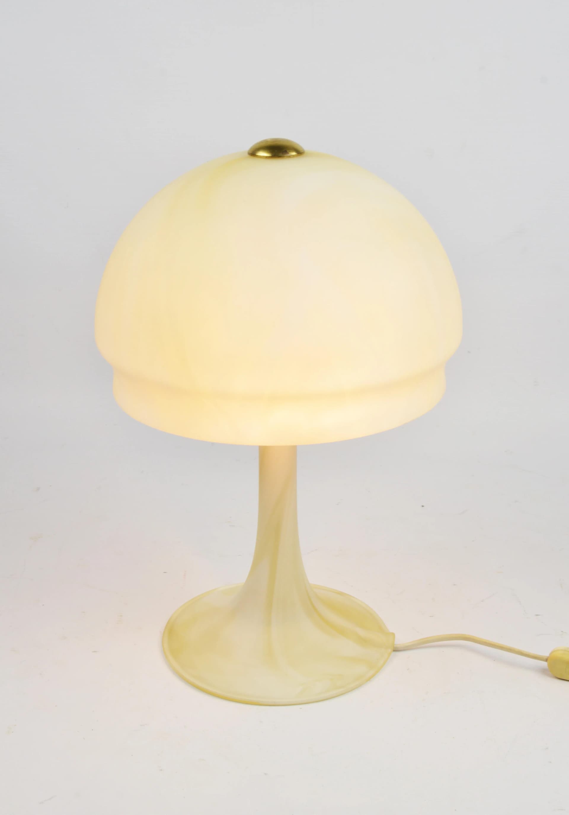 Lampa stołowa Space Age, szkło marmurkowe kremowe, Polska, lata 70. - 85828