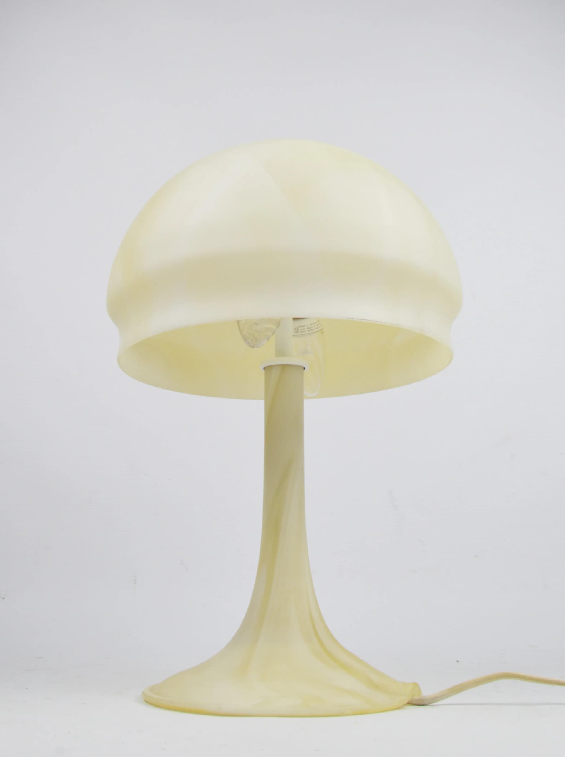 Lampa stołowa Space Age, szkło marmurkowe kremowe, Polska, lata 70. - 85834