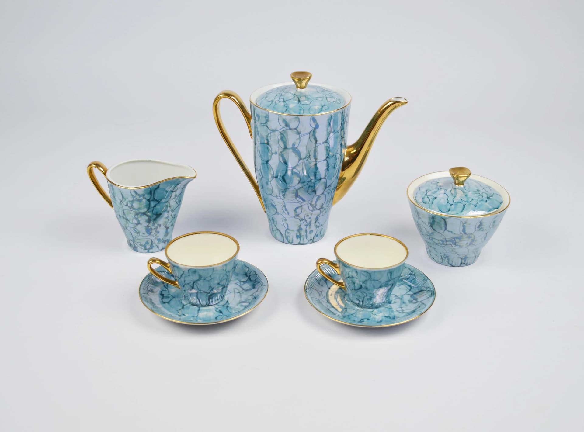 Serwis kawowy Carry, niebieski, porcelana, Włocławek, Polska, lata 70. - 85798