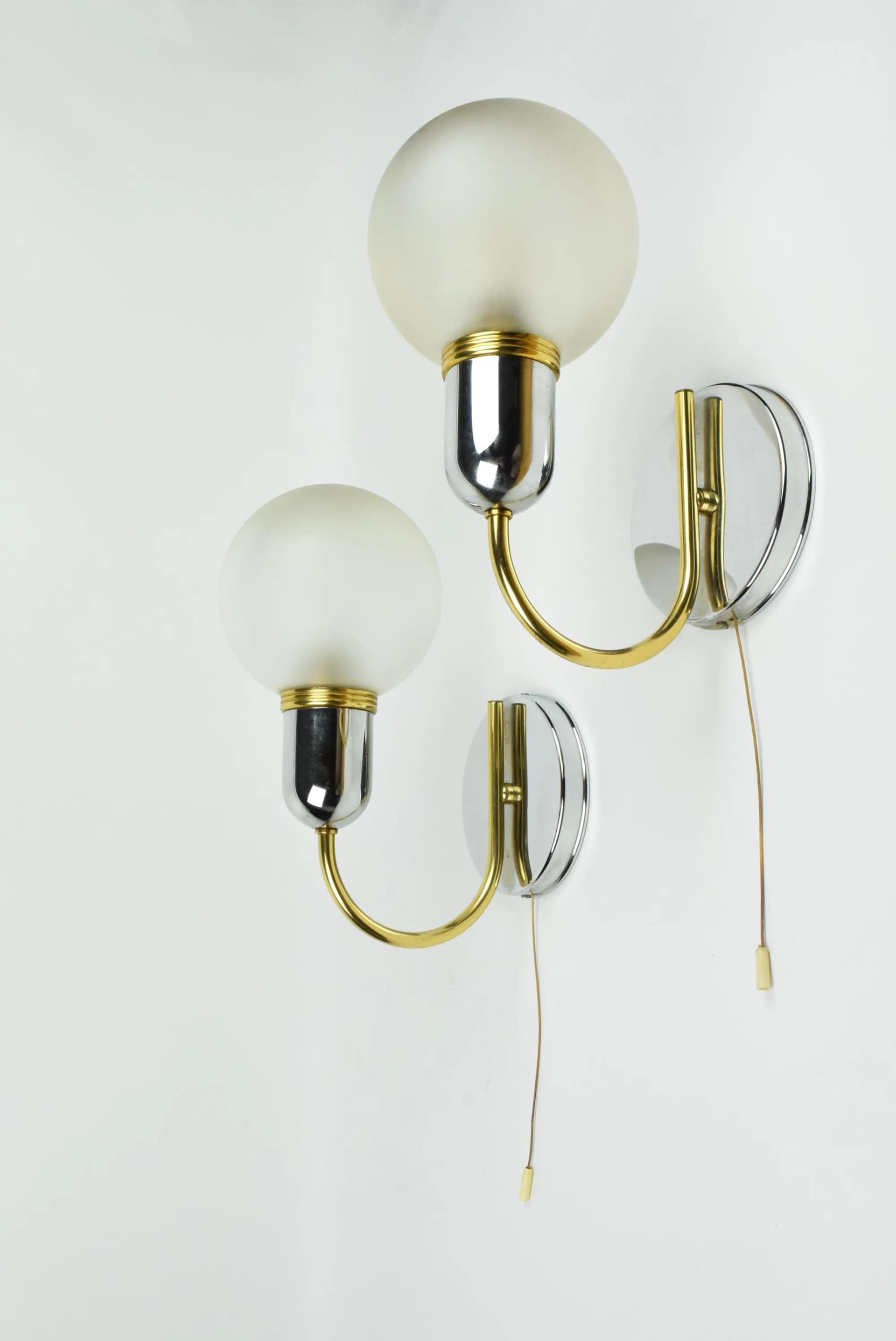 Para kinkietów Solken Leuchten, mosiądz, Niemcy, lata 80. - 85774