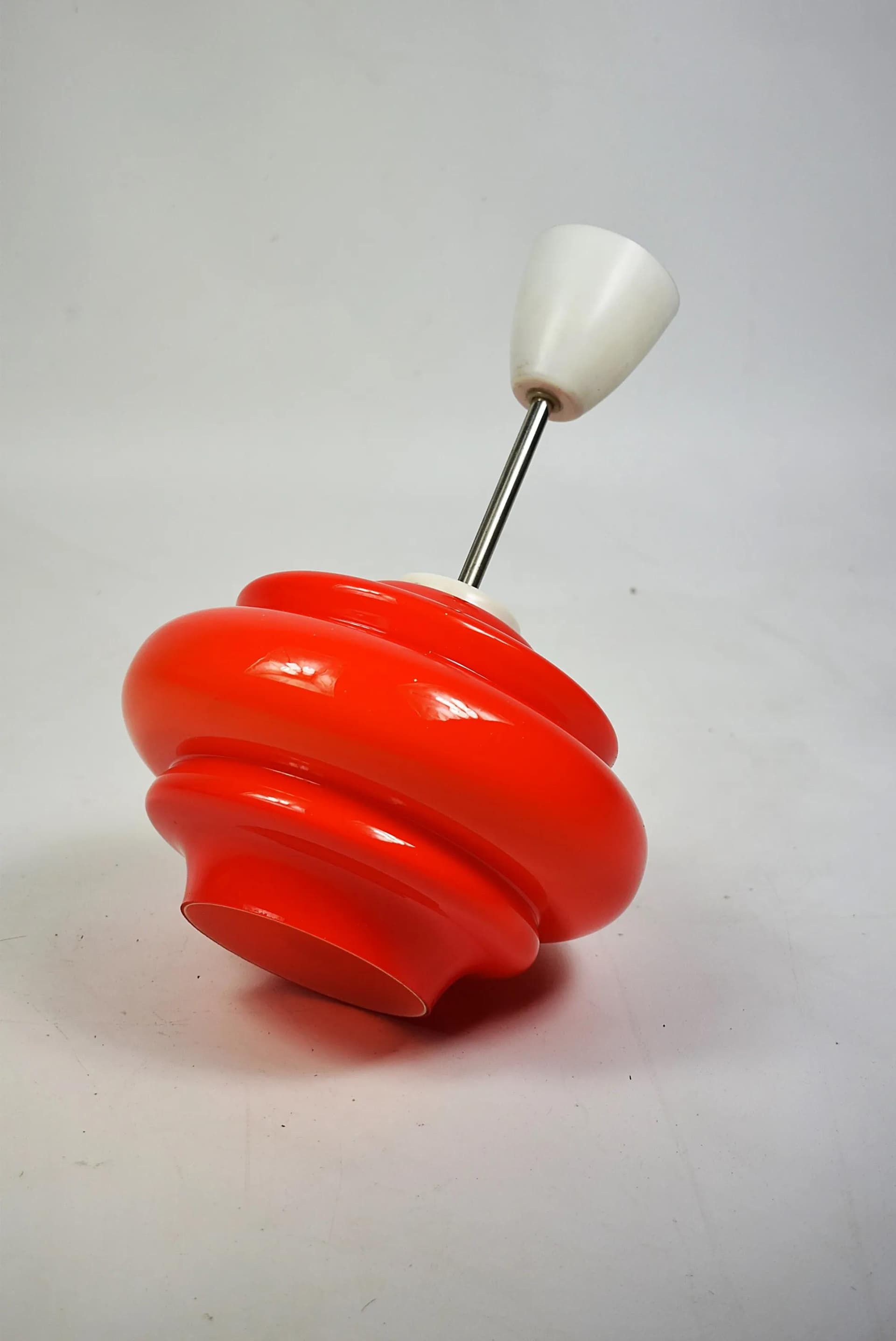 Lampa wisząca Space Age, szkło pomarańczowe, Polska, lata 70. - 85760