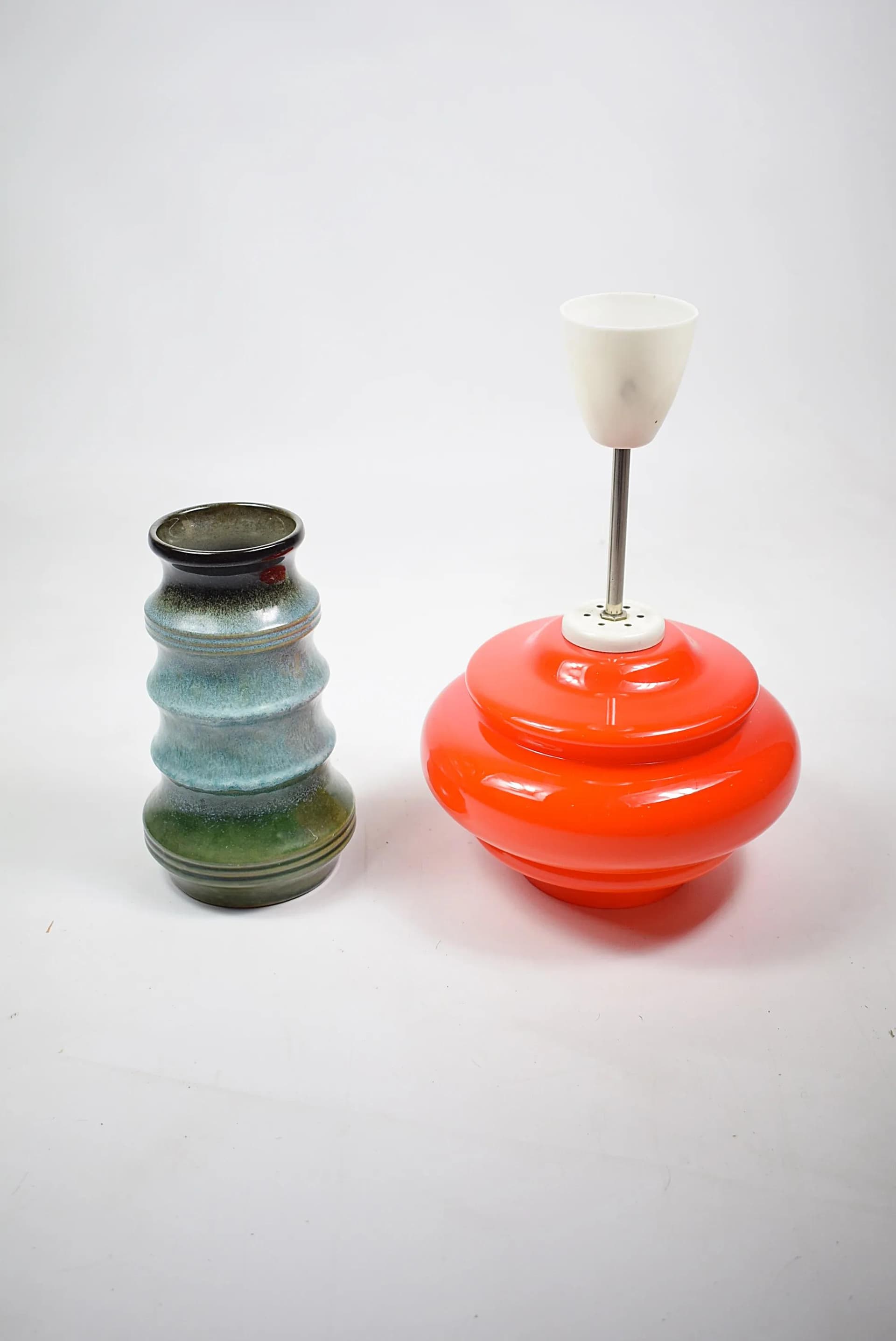 Lampa wisząca Space Age, szkło pomarańczowe, Polska, lata 70. - 85755