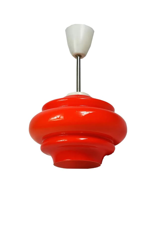 Lampa wisząca Space Age, szkło pomarańczowe, Polska, lata 70. - WYMIARY