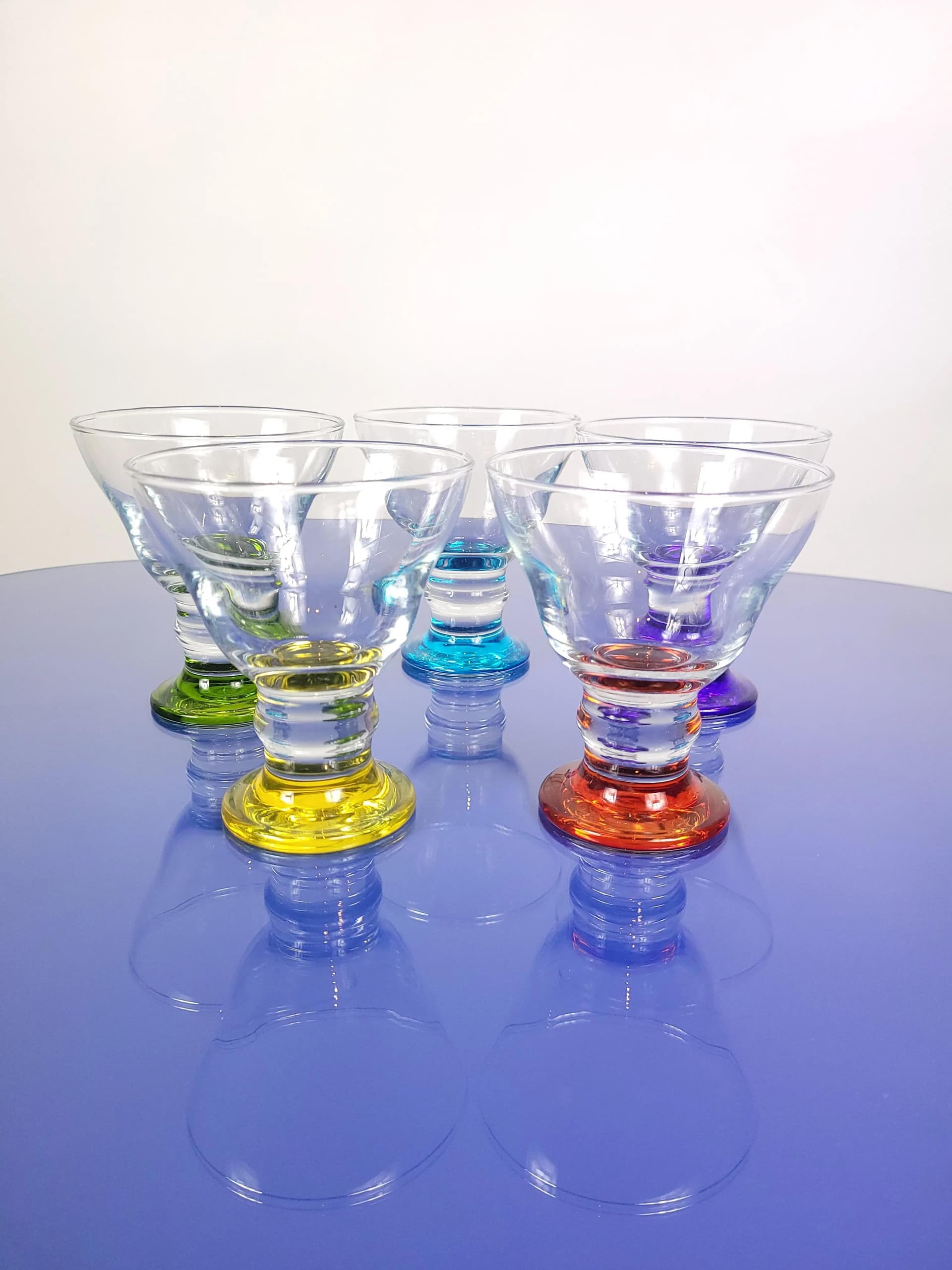 Zestaw kieliszków multikolor, szkło, Polska, lata 90. - 85749