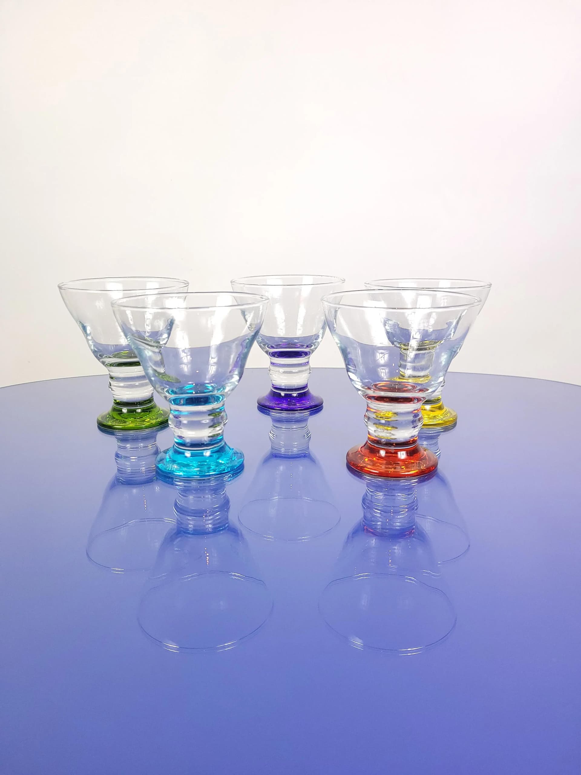 Zestaw kieliszków multikolor, szkło, Polska, lata 90. - 85746