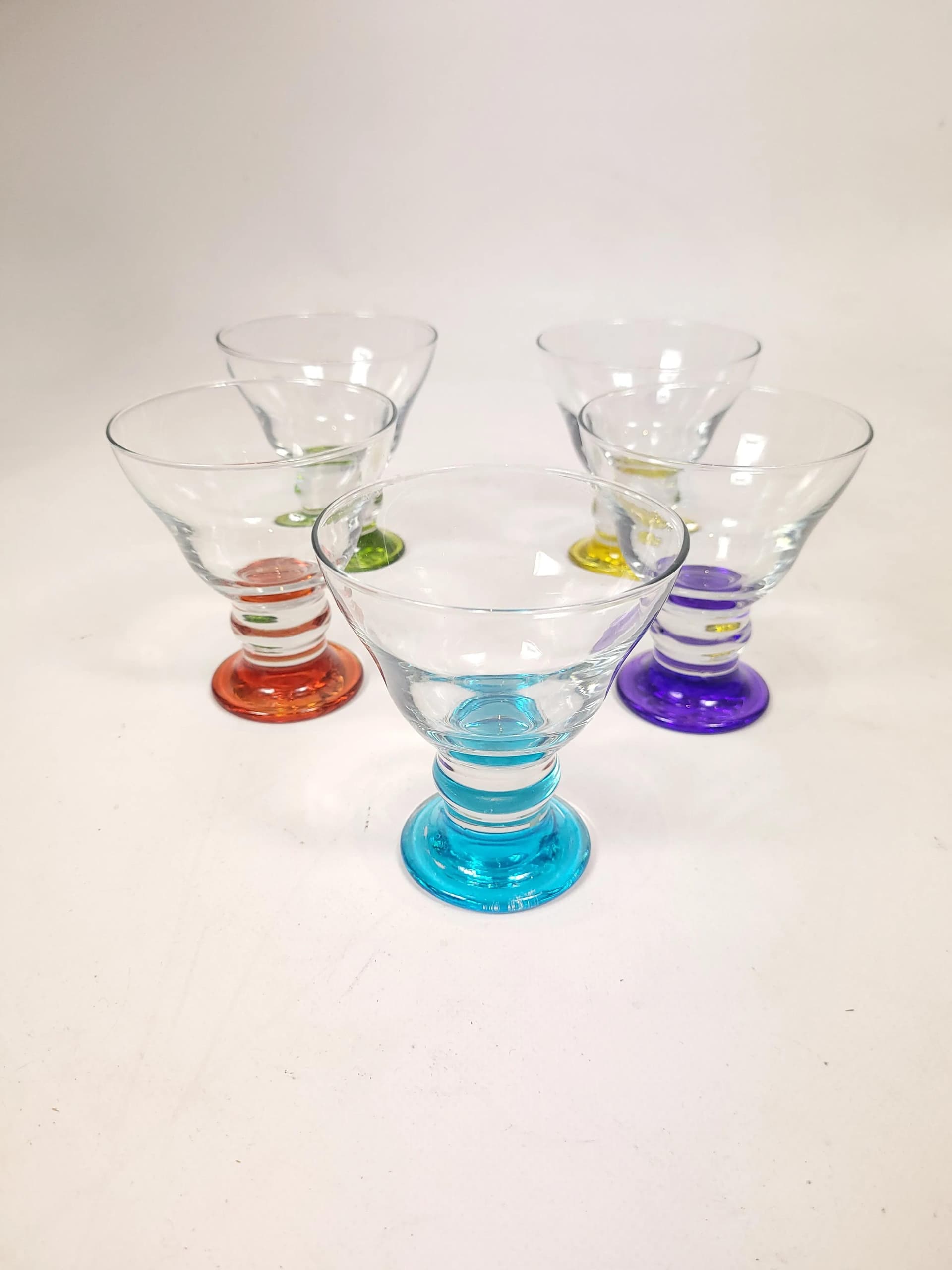 Zestaw kieliszków multikolor, szkło, Polska, lata 90. - 85752