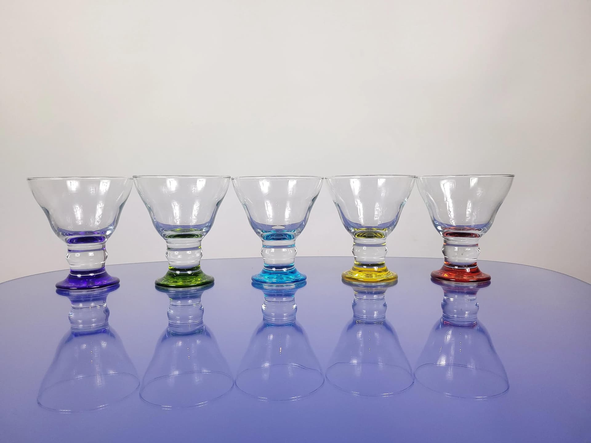 Zestaw kieliszków multikolor, szkło, Polska, lata 90. - 85747