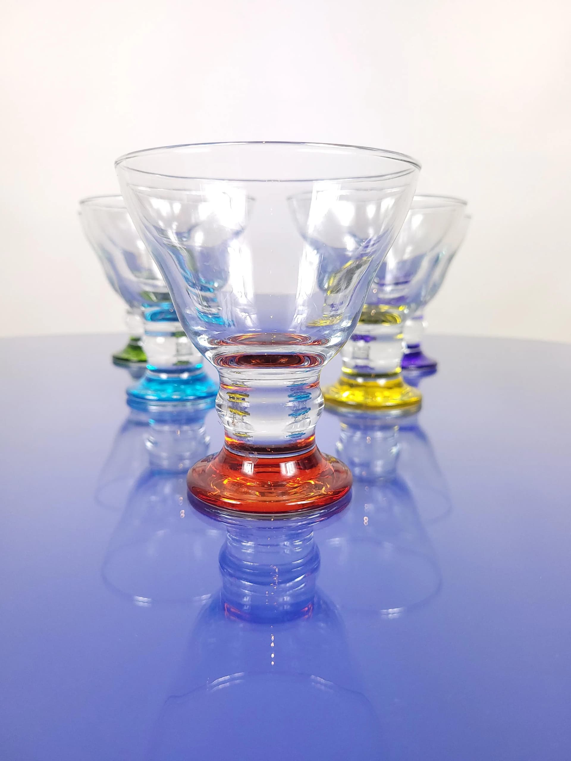 Zestaw kieliszków multikolor, szkło, Polska, lata 90. - 85748